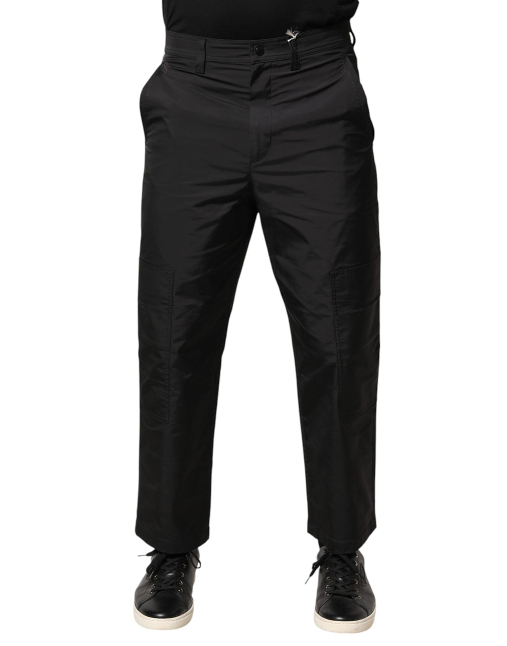 Valentino Black Mid Waist Men Tapered Dress Trouser Pants