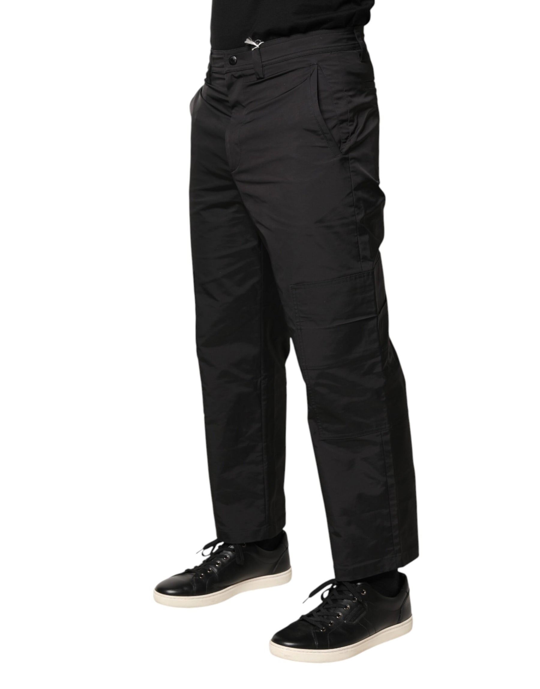Valentino Black Mid Waist Men Tapered Dress Trouser Pants | Regal Royce