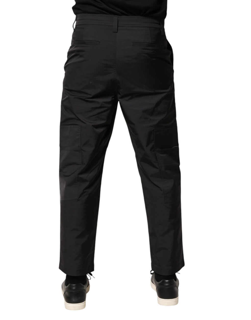 Valentino Black Mid Waist Men Tapered Dress Trouser Pants