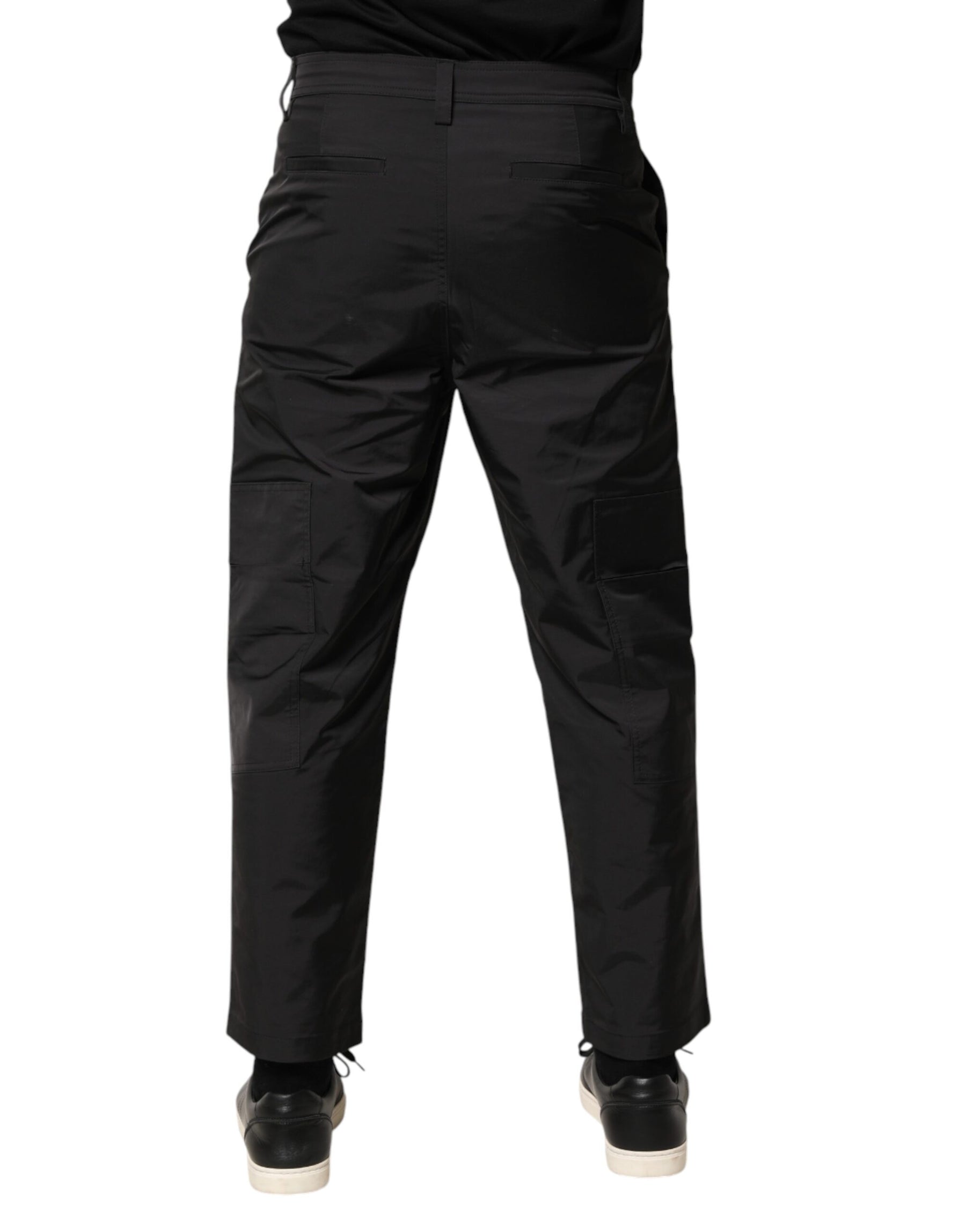 Valentino Black Mid Waist Men Tapered Dress Trouser Pants | Regal Royce