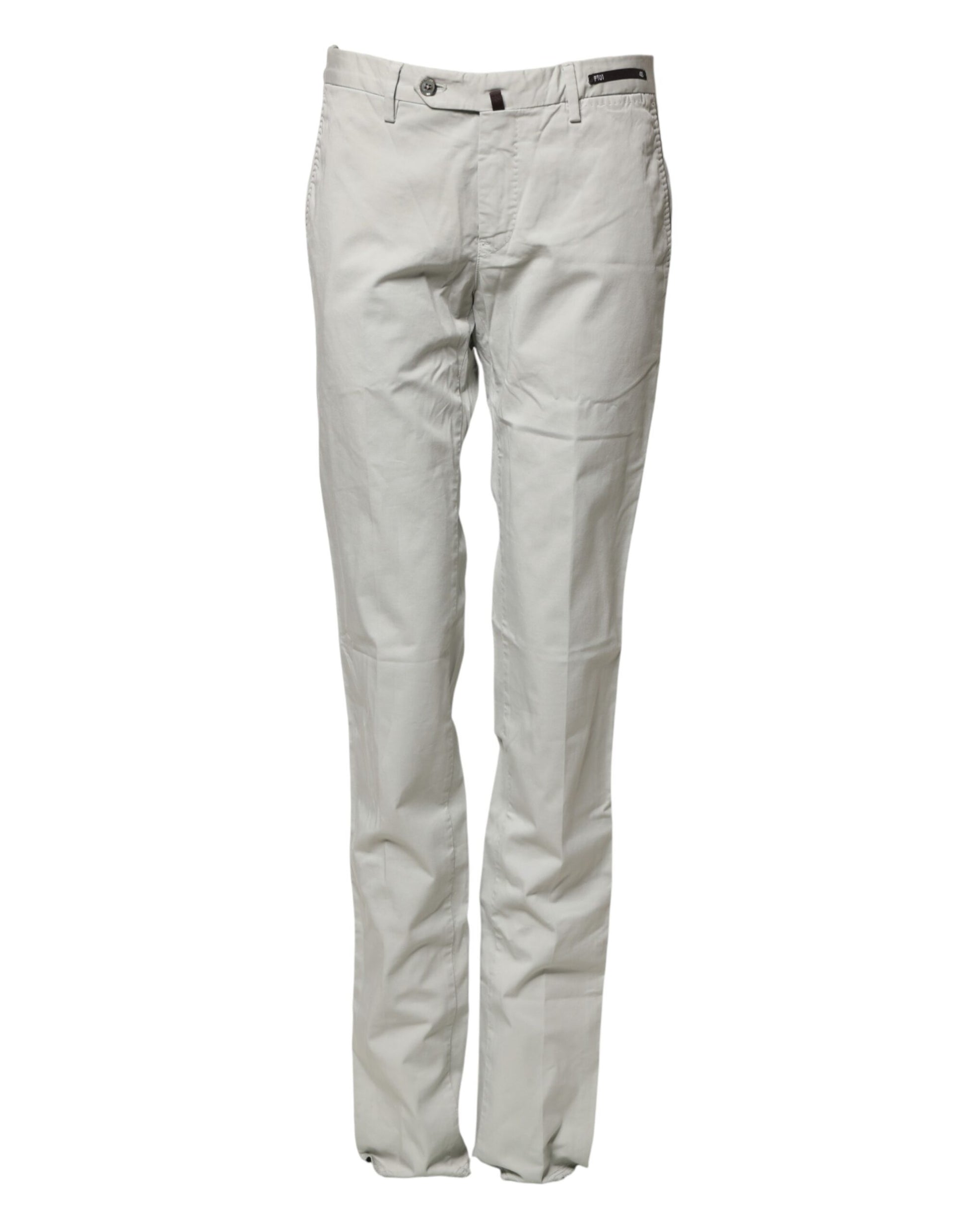 PT01 Light Gray Mid Waist Men Straight Chino Trouser Pants | Regal Royce