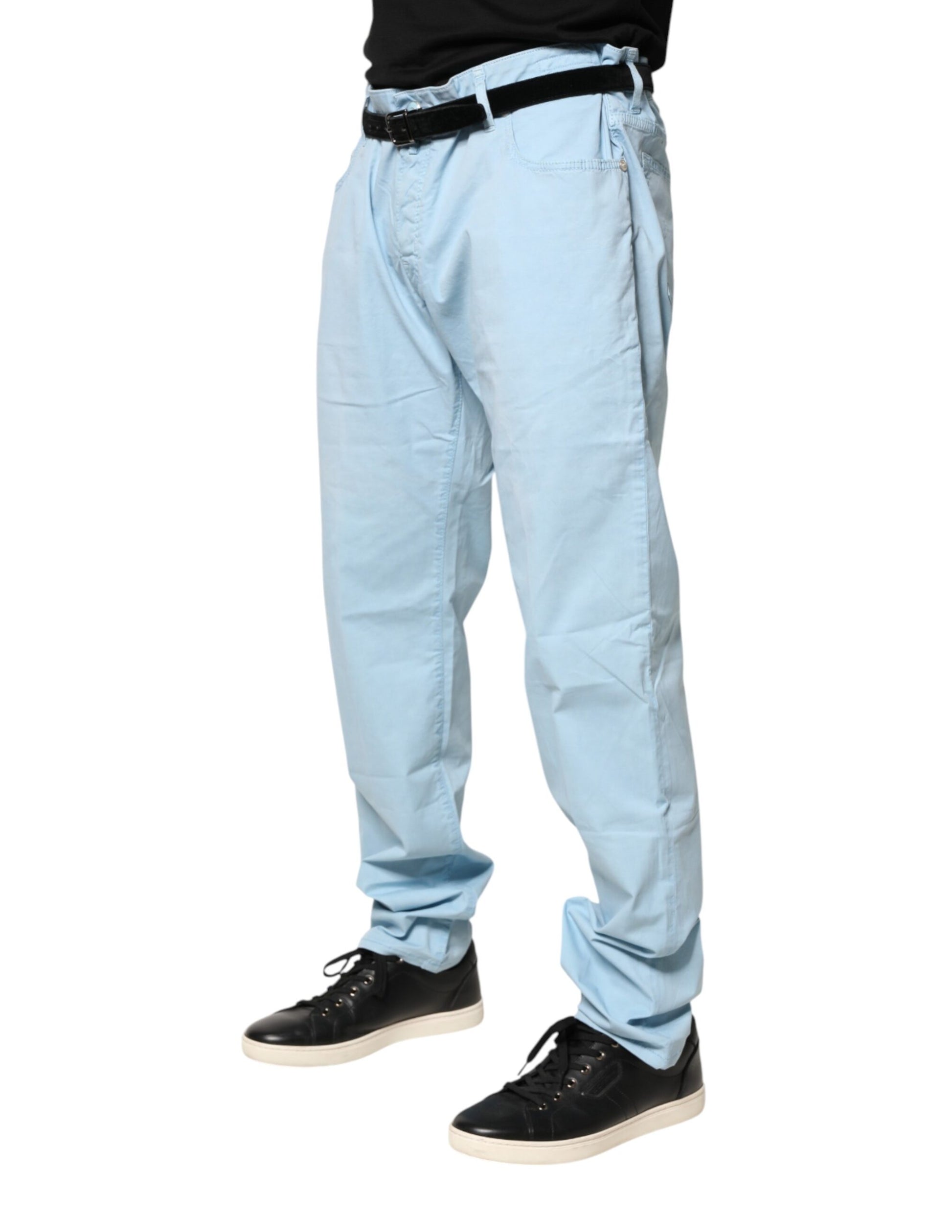 Jacob Cohen Light Blue Cotton Straight Fit Men Denim Jeans | Regal Royce