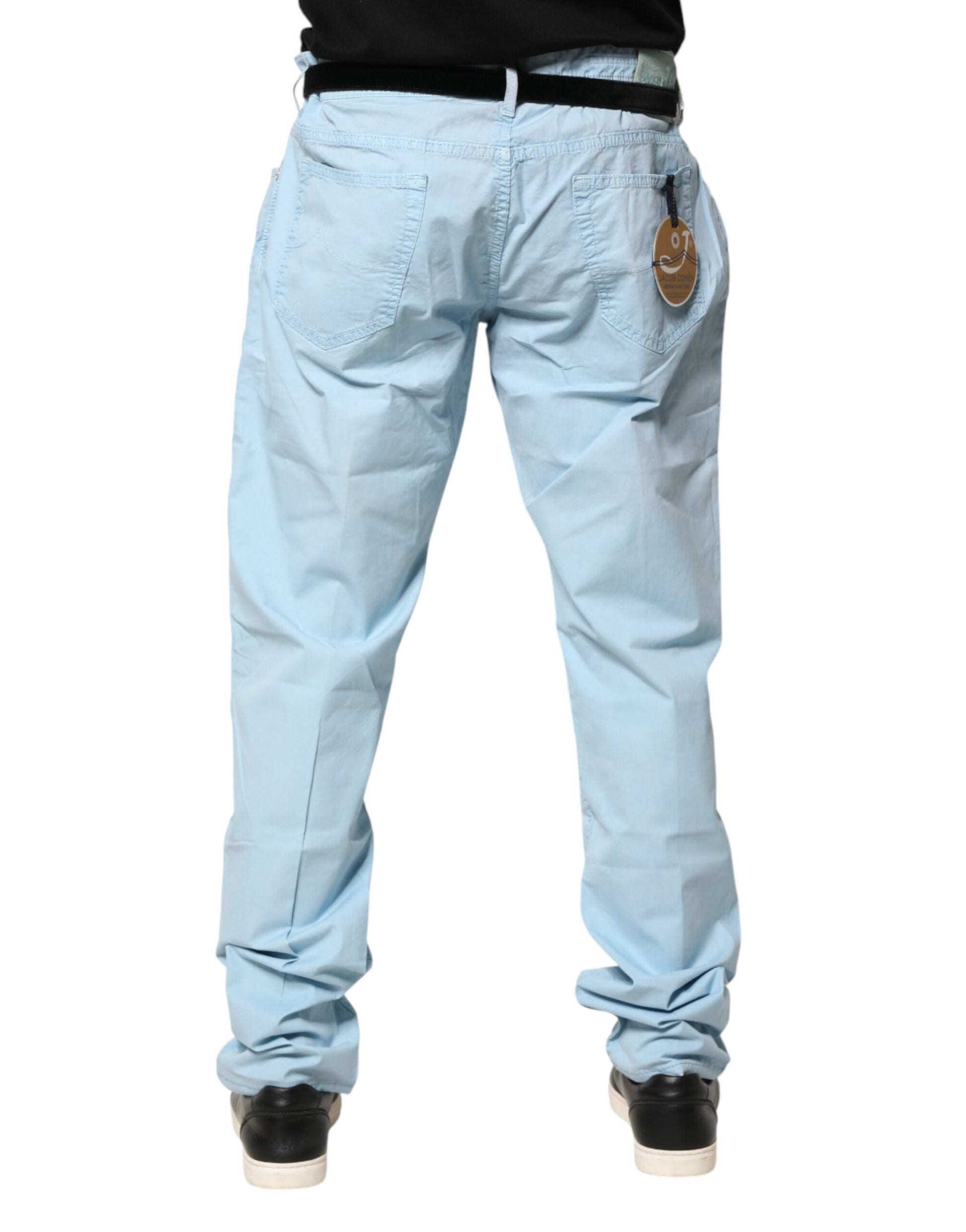 Jacob Cohen Light Blue Cotton Straight Fit Men Denim Jeans | Regal Royce
