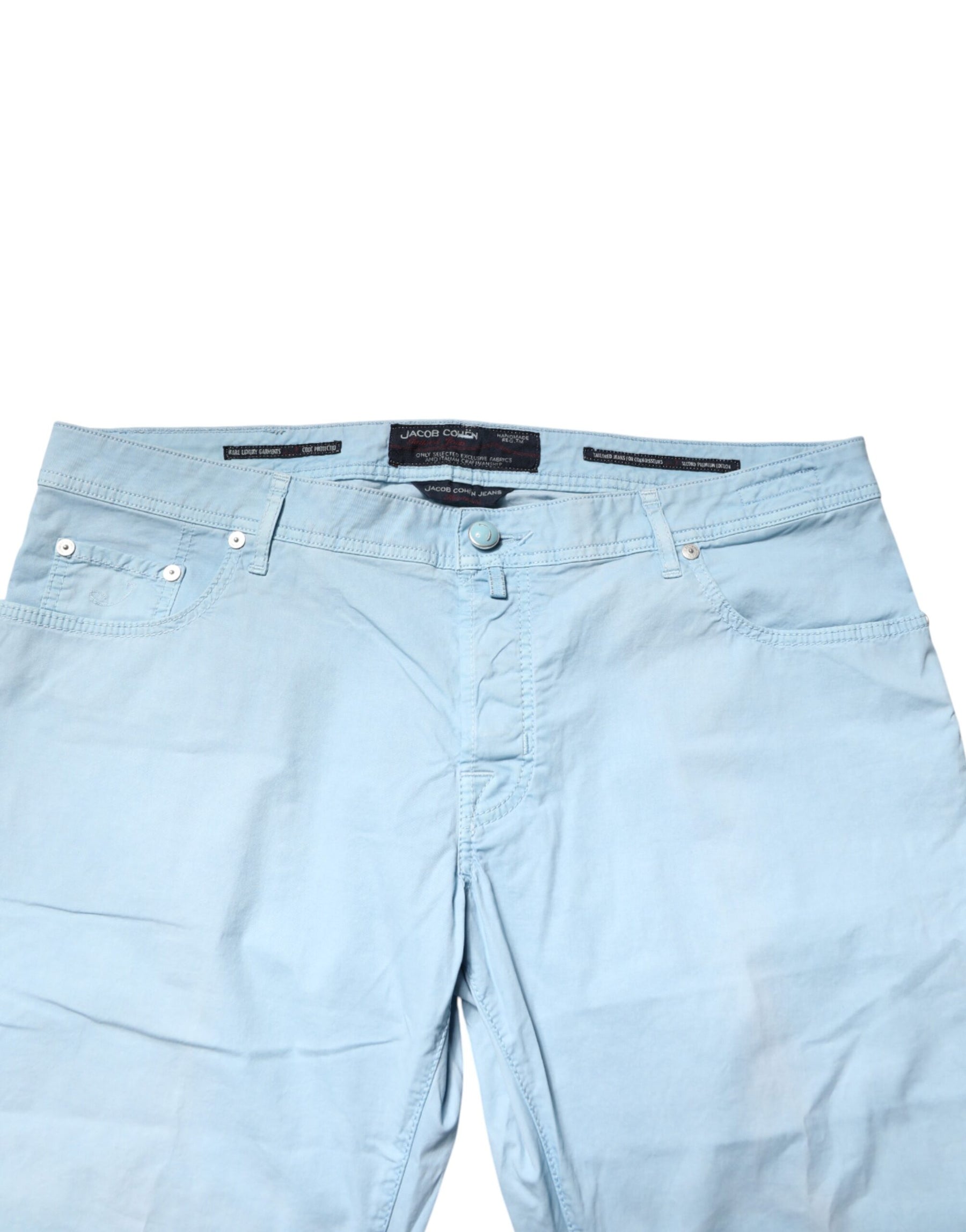 Jacob Cohen Light Blue Cotton Straight Fit Men Denim Jeans | Regal Royce