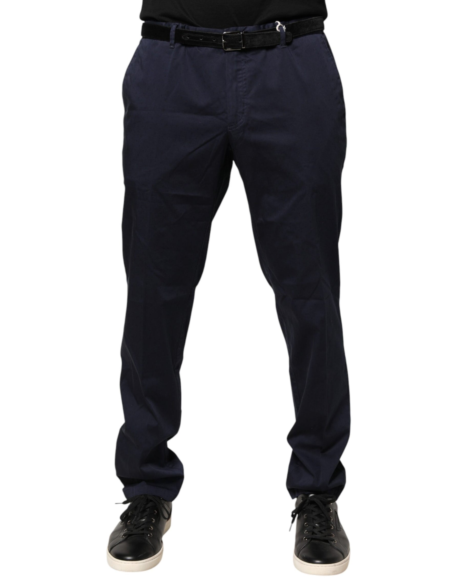 Domenico Tagliente Navy Blue Skinny Chino Mid Waist Men Pants | Regal Royce