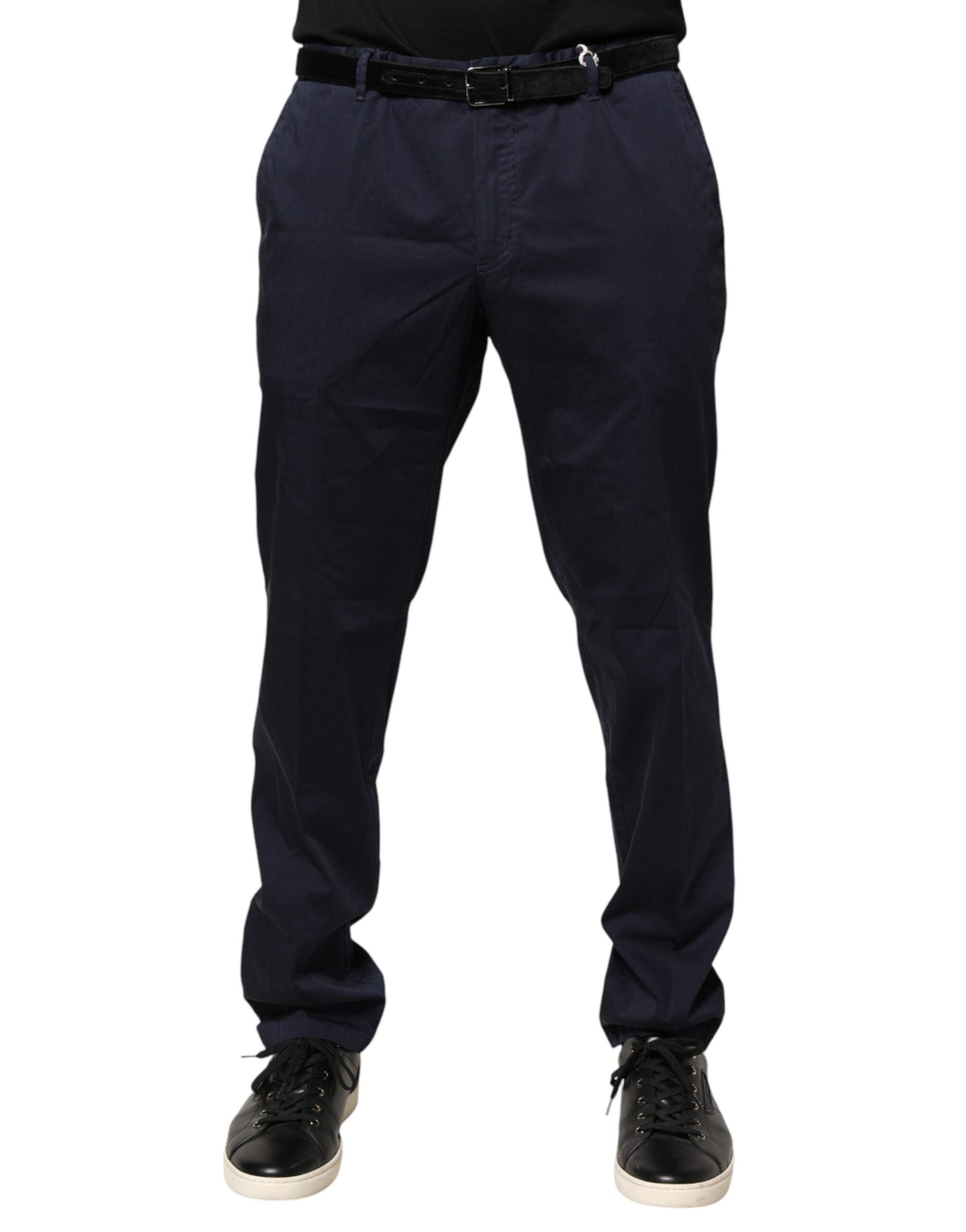 Domenico Tagliente Navy Blue Skinny Chino Mid Waist Men Pants | Regal Royce