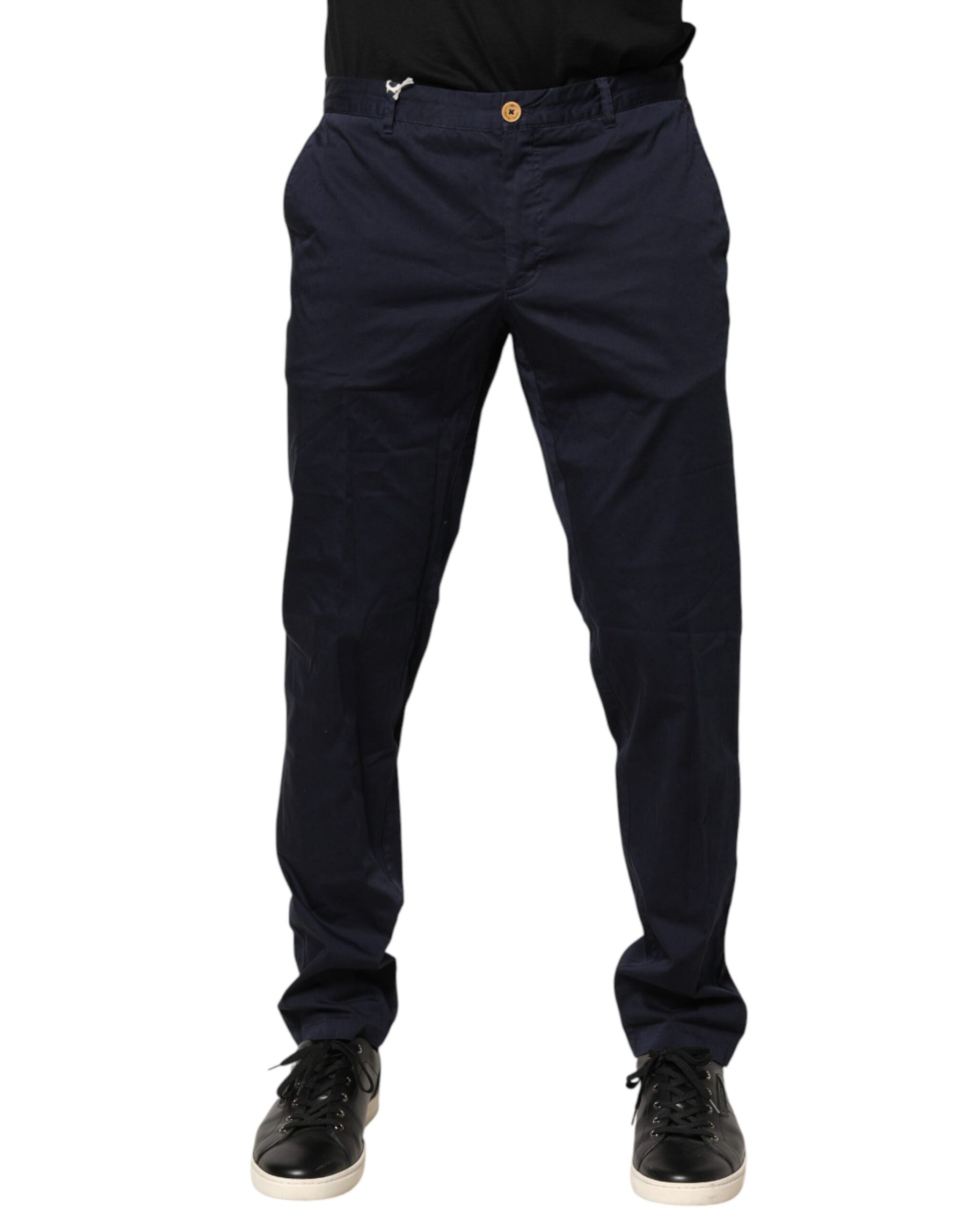 Domenico Tagliente Navy Blue Skinny Chino Mid Waist Men Pants | Regal Royce