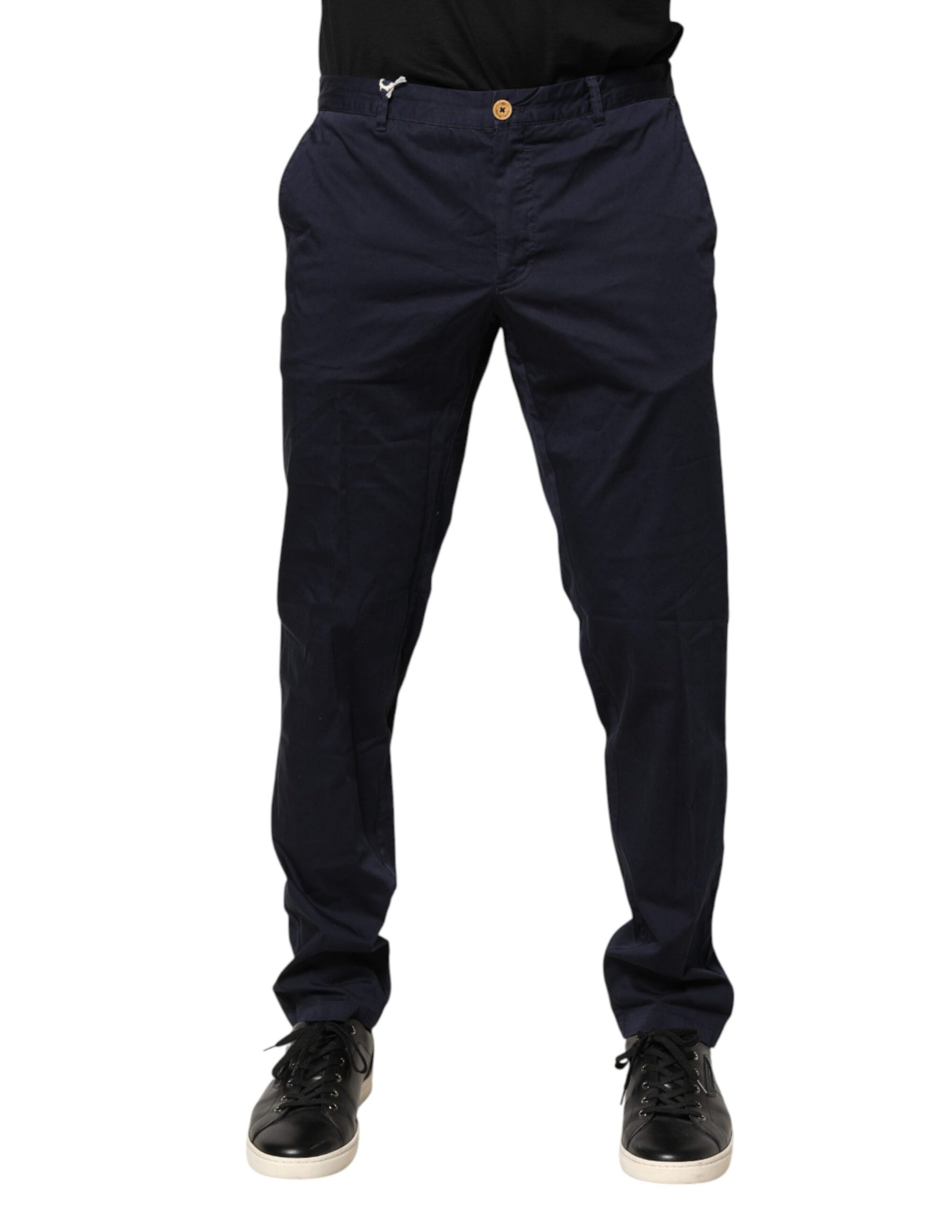 Domenico Tagliente Navy Blue Skinny Chino Mid Waist Men Pants | Regal Royce