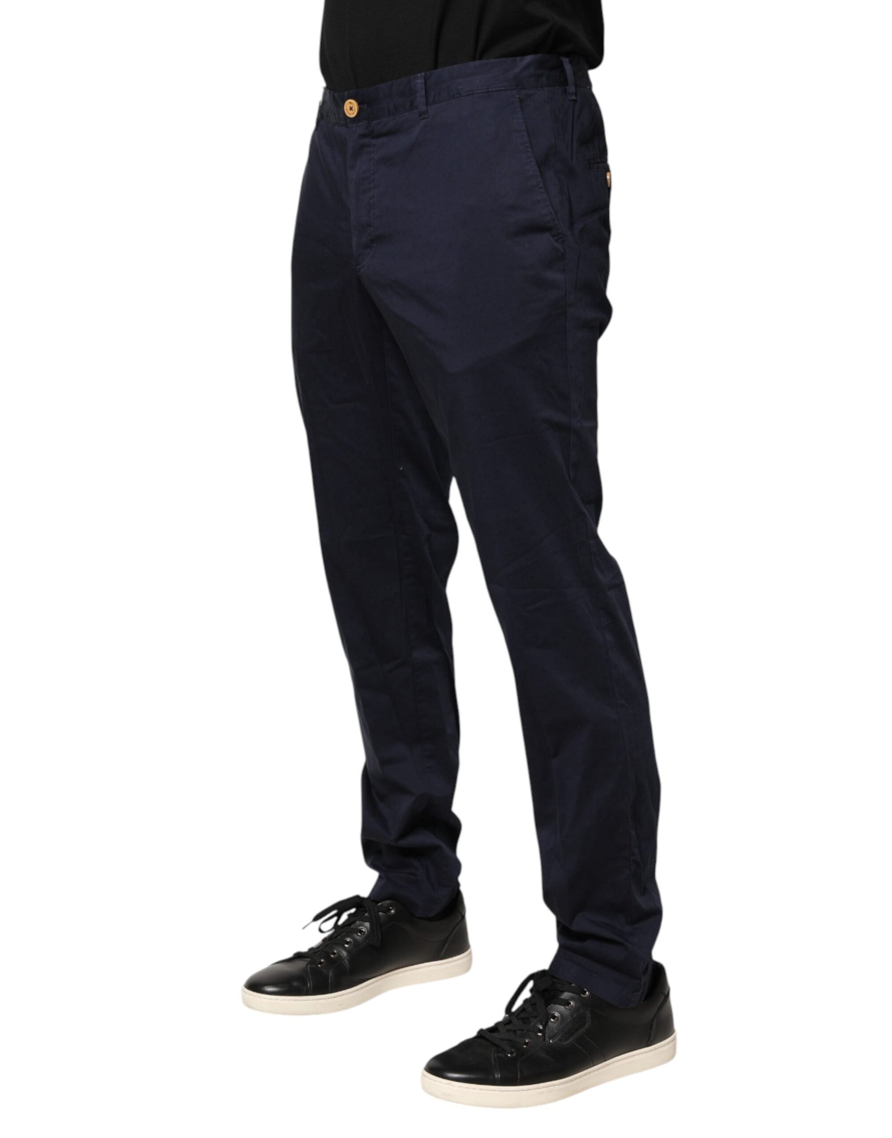 Domenico Tagliente Navy Blue Skinny Chino Mid Waist Men Pants | Regal Royce