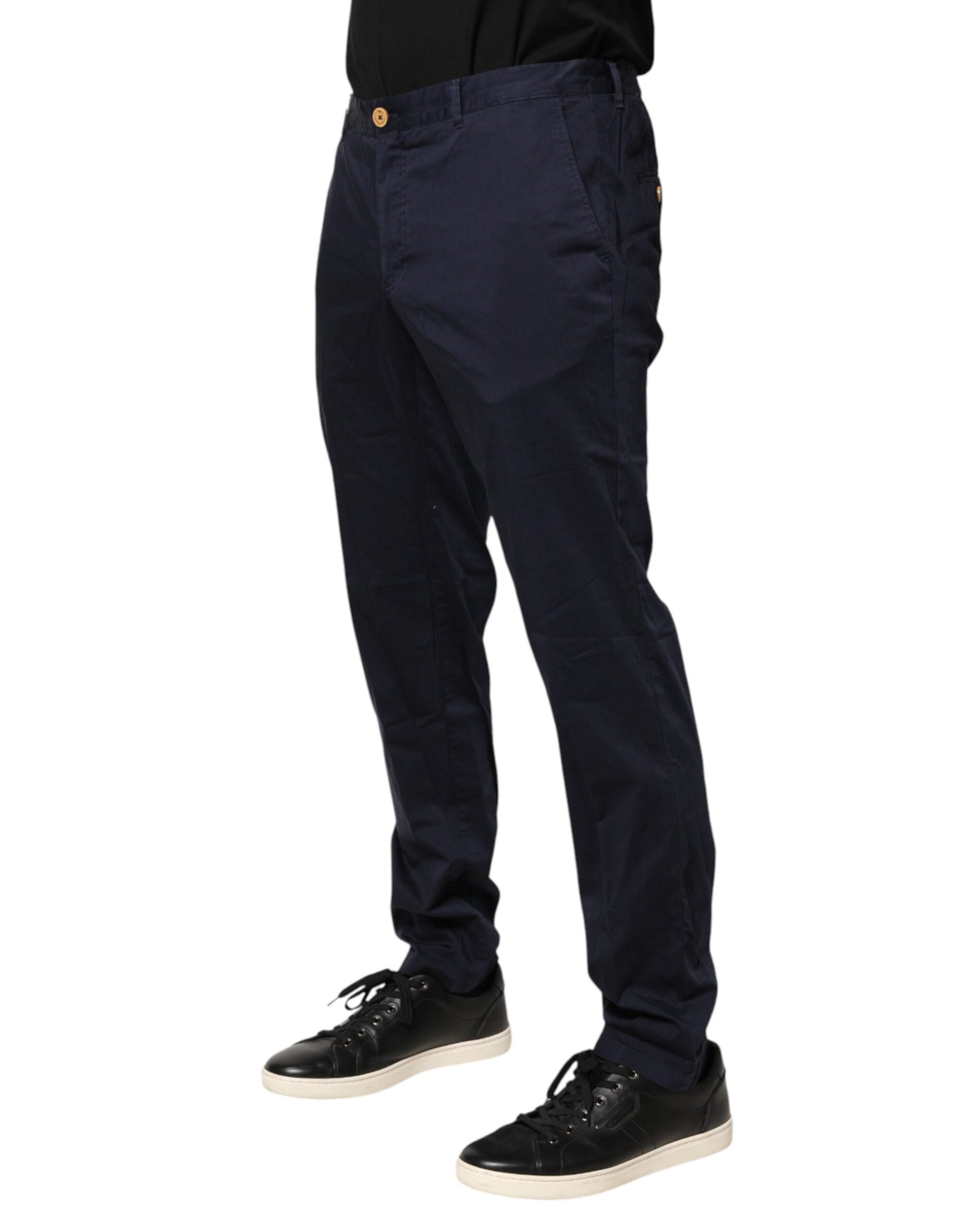 Domenico Tagliente Navy Blue Skinny Chino Mid Waist Men Pants | Regal Royce