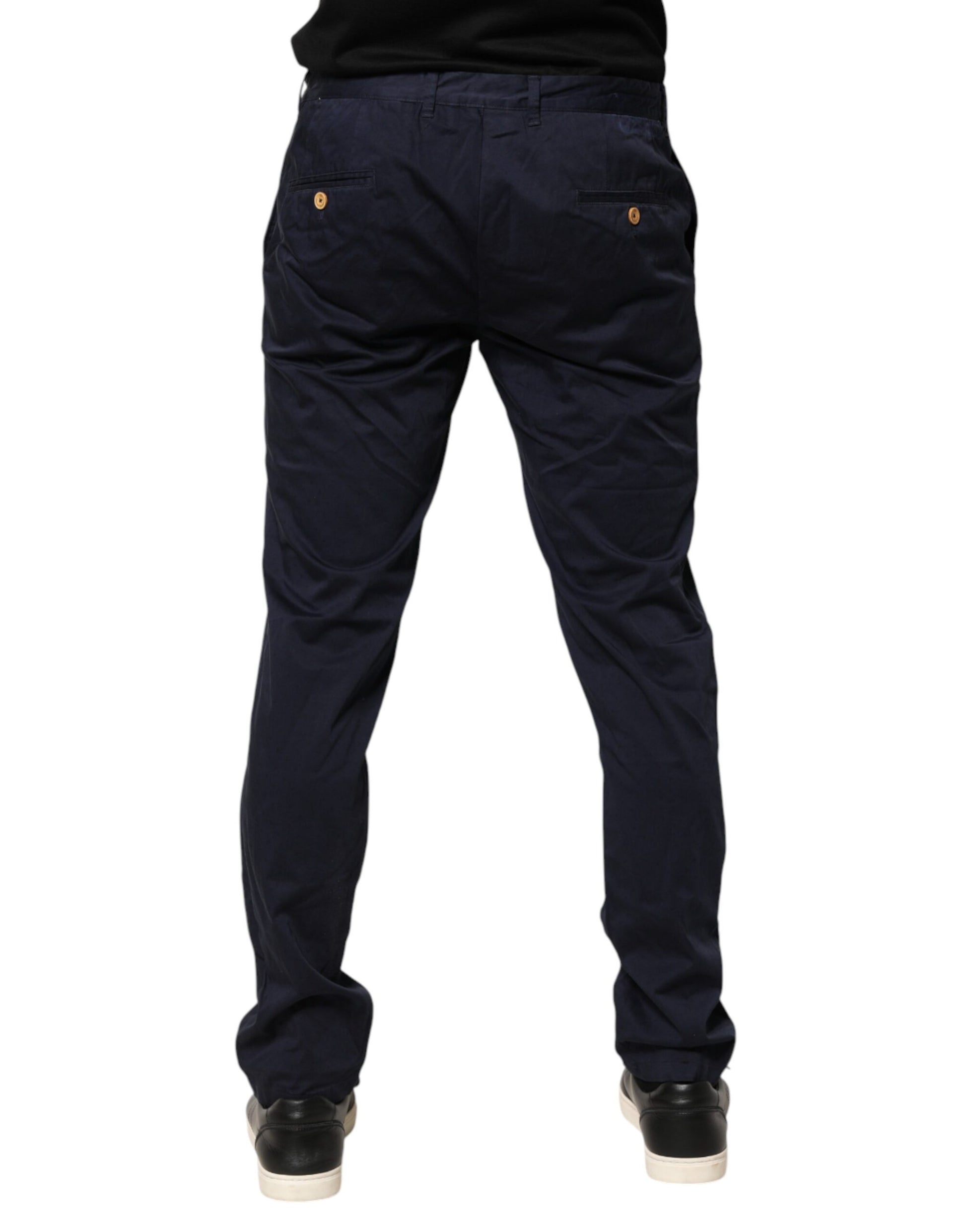 Domenico Tagliente Navy Blue Skinny Chino Mid Waist Men Pants | Regal Royce