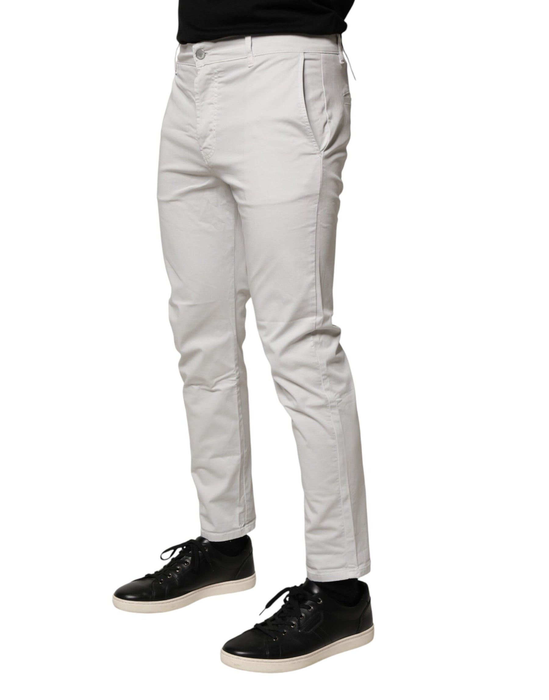 Daniele Alessandrini White Cotton Mid Waist Skinny Men Denim Jeans | Regal Royce