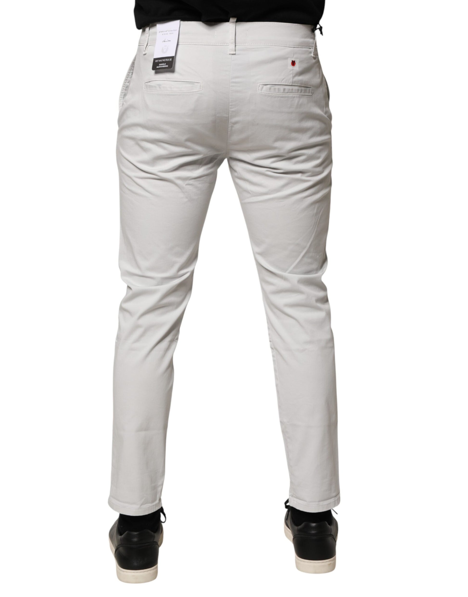 Daniele Alessandrini White Cotton Mid Waist Skinny Men Denim Jeans | Regal Royce