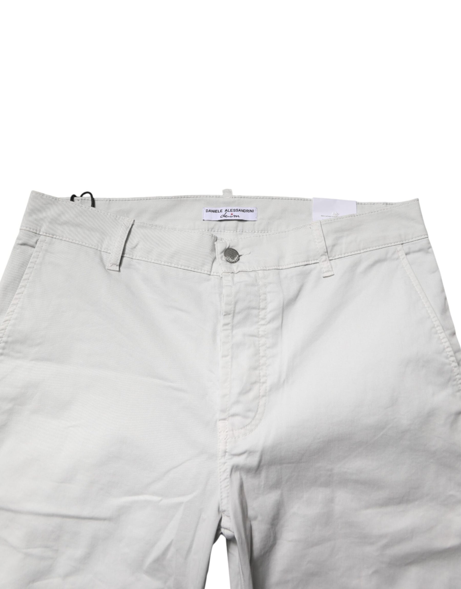 Daniele Alessandrini White Cotton Mid Waist Skinny Men Denim Jeans | Regal Royce
