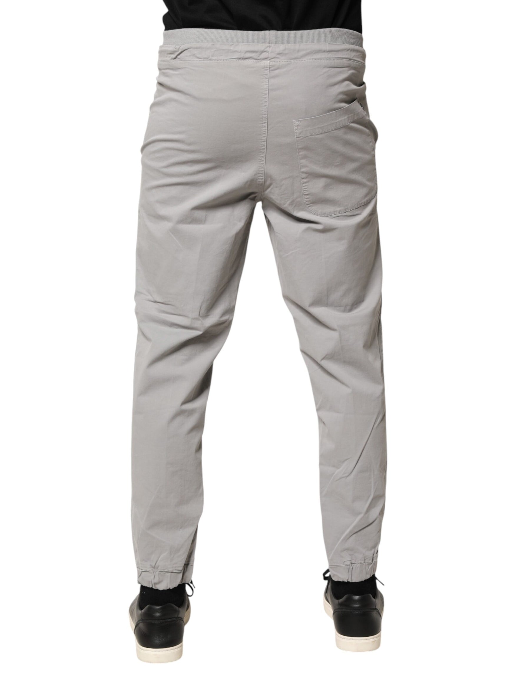 Dondup Light Gray Cotton Mid Waist Skinny Men Jogger Trouser Pants | Regal Royce