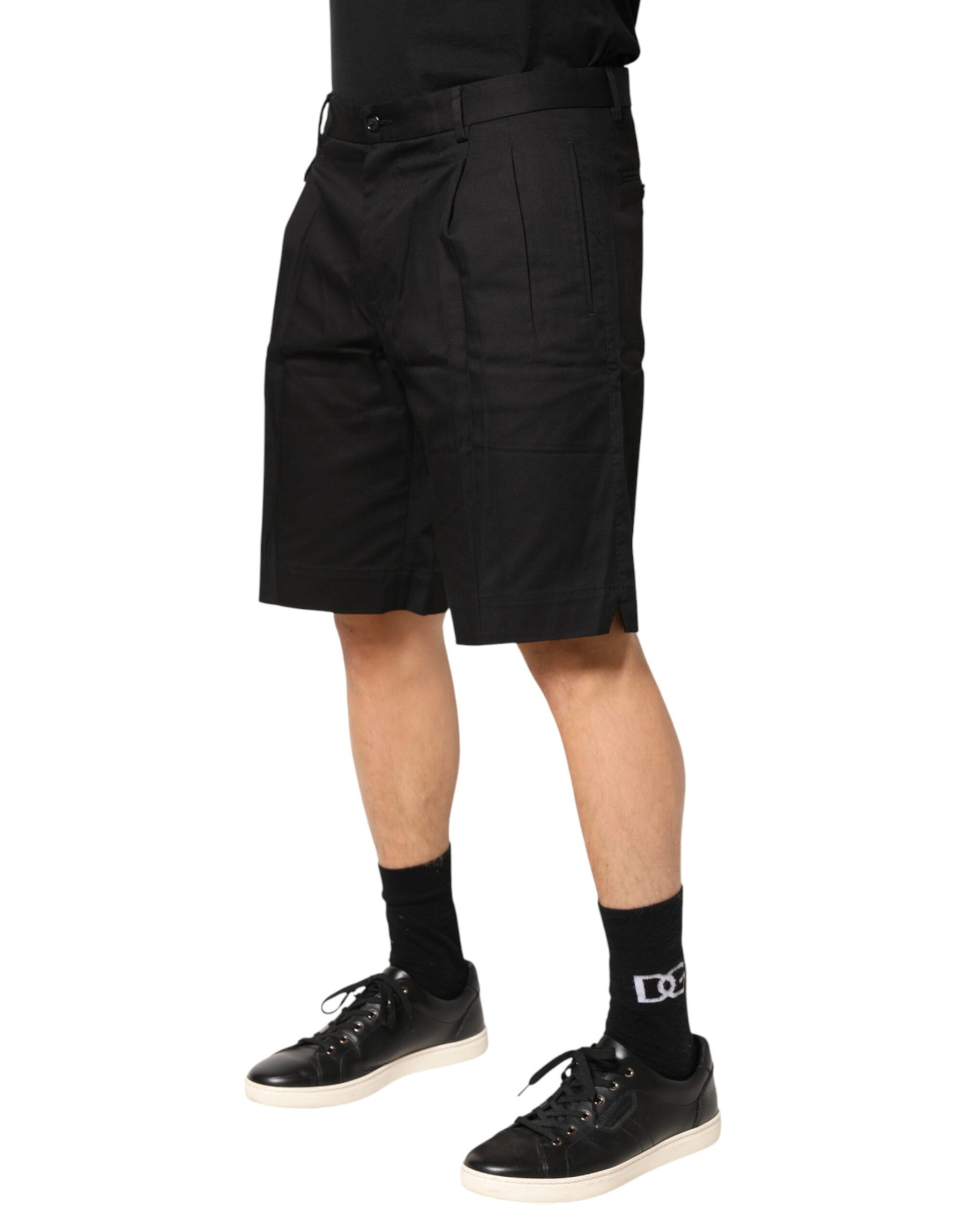 Dolce & Gabbana Black Cotton Stretch Mid Wasit Bermuda Shorts | Regal Royce