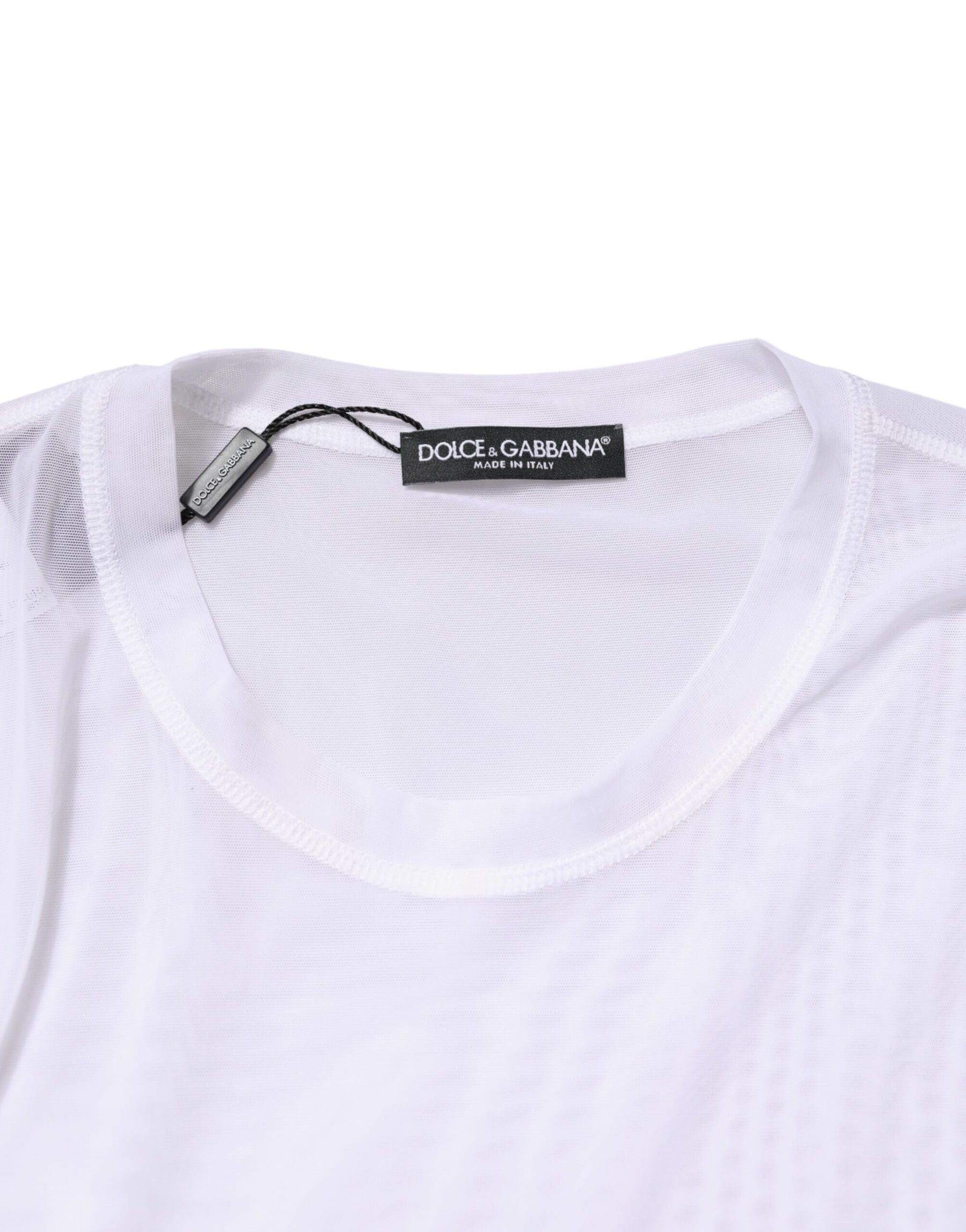 Dolce & Gabbana White Nylon Long Sleeves Crewneck T-Shirt | Regal Royce