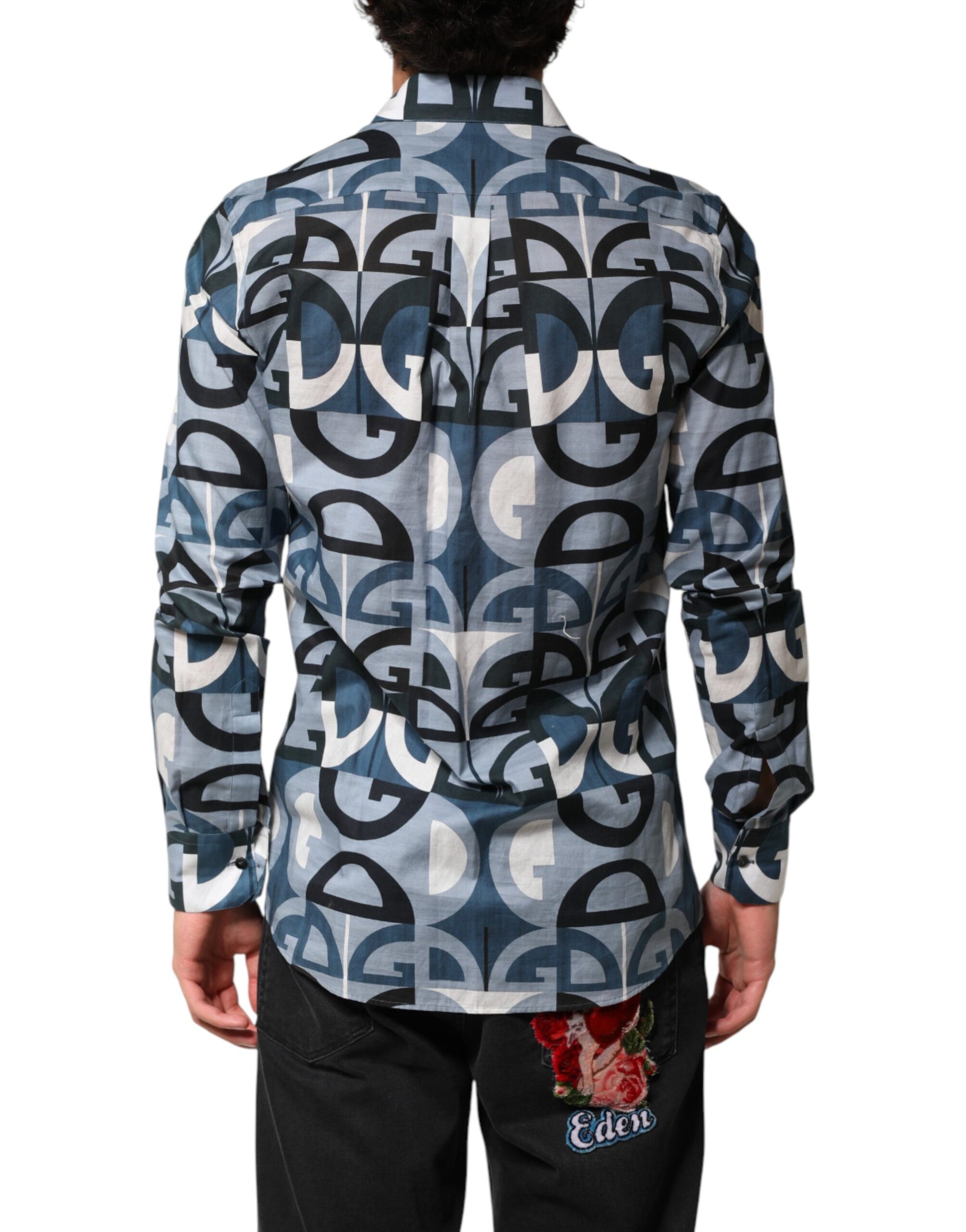 Dolce & Gabbana Blue MARTINI Long Sleeves Casual Logo Shirt | Regal Royce
