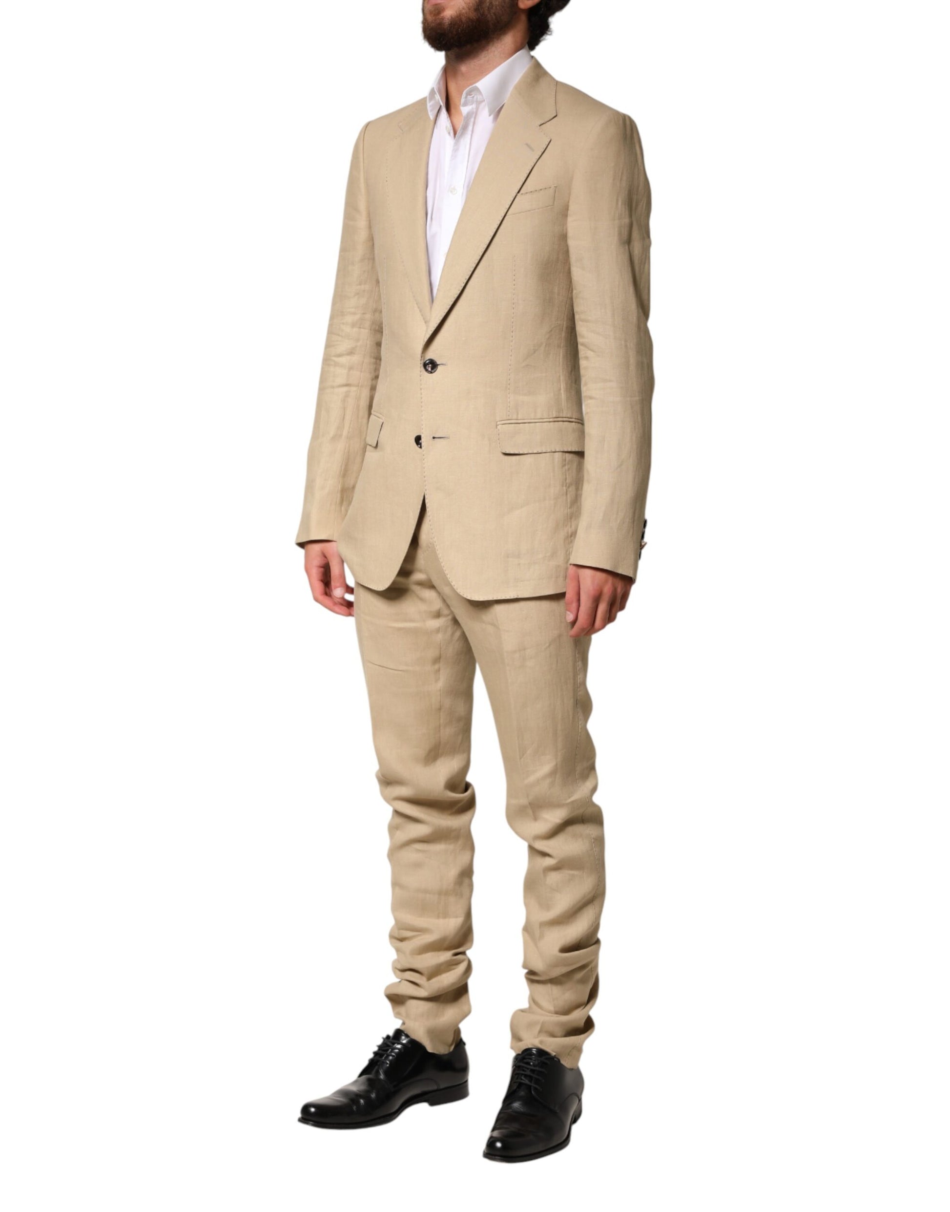 Dolce & Gabbana Beige Linen Single Breasted 2 Piece Suit | Regal Royce