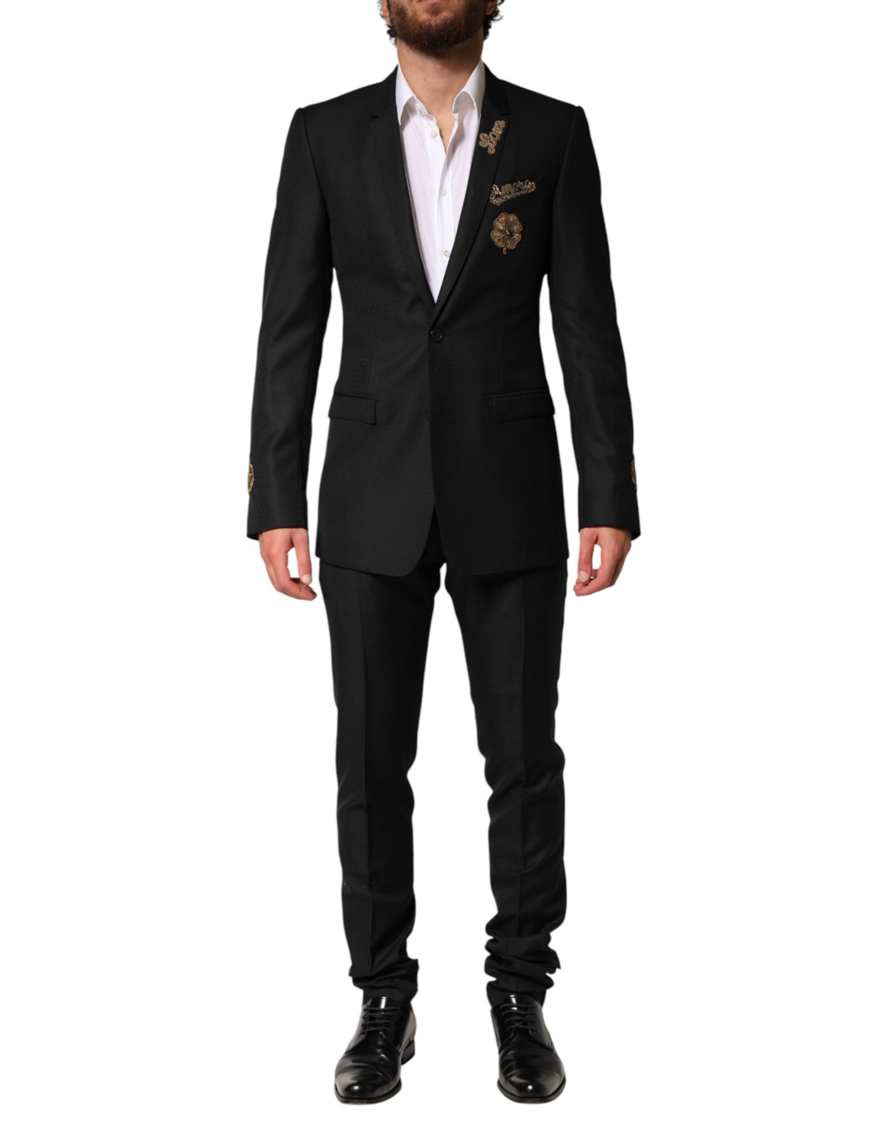 Dolce & Gabbana Black Embellished Single Breasted 2 Pc Suit | Regal Royce