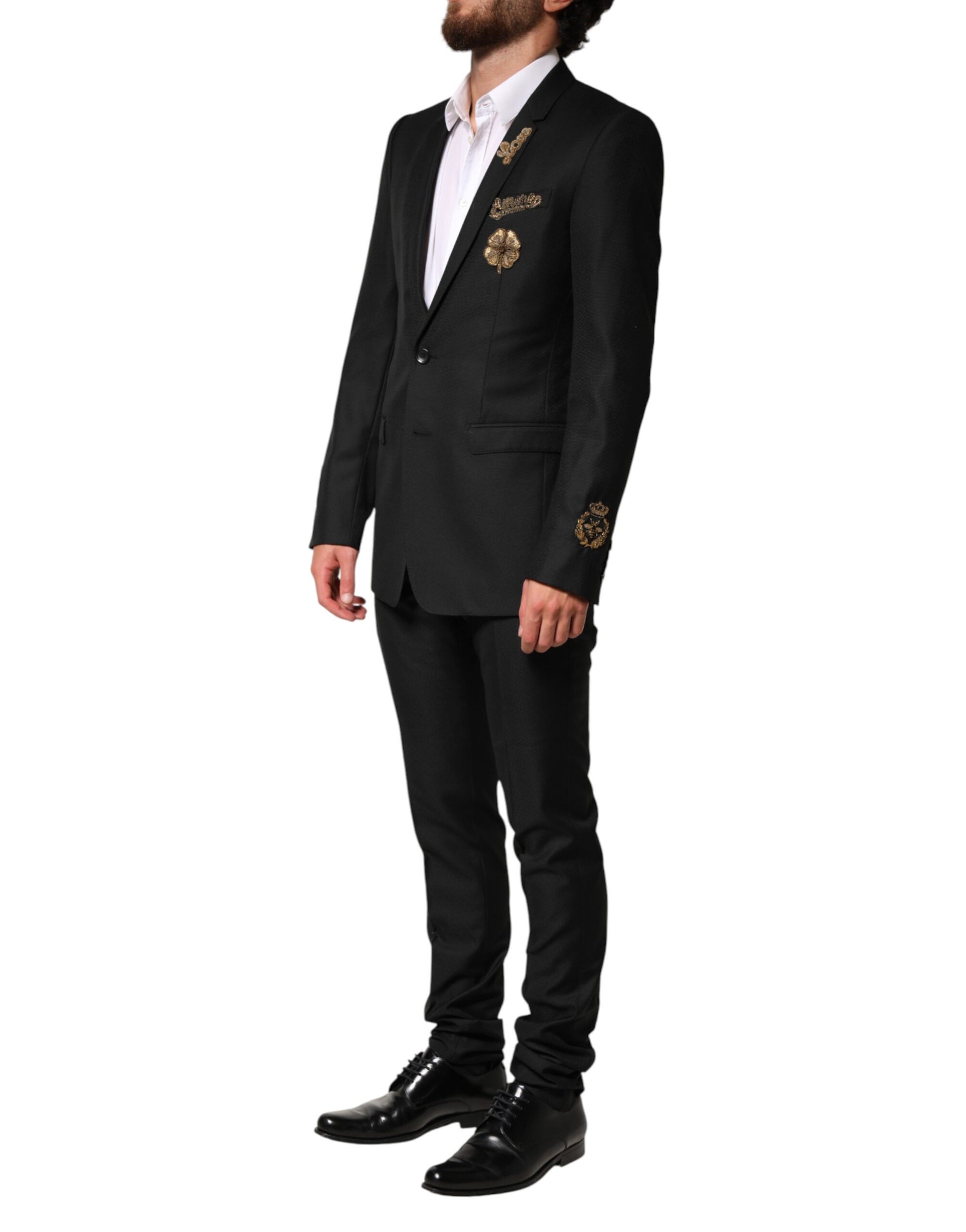 Dolce & Gabbana Black Embellished Single Breasted 2 Pc Suit | Regal Royce
