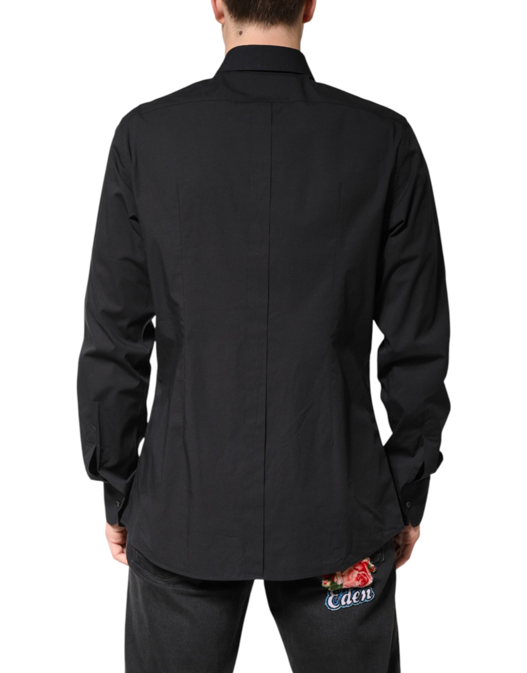 Dolce & Gabbana Black GOLD Cotton Men Dress Formal Shirt | Regal Royce