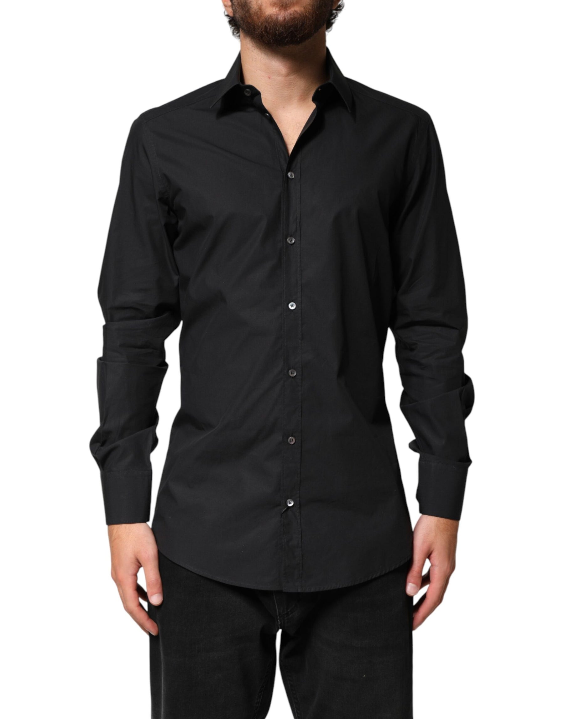Dolce & Gabbana Black GOLD Cotton Men Dress Formal Shirt | Regal Royce