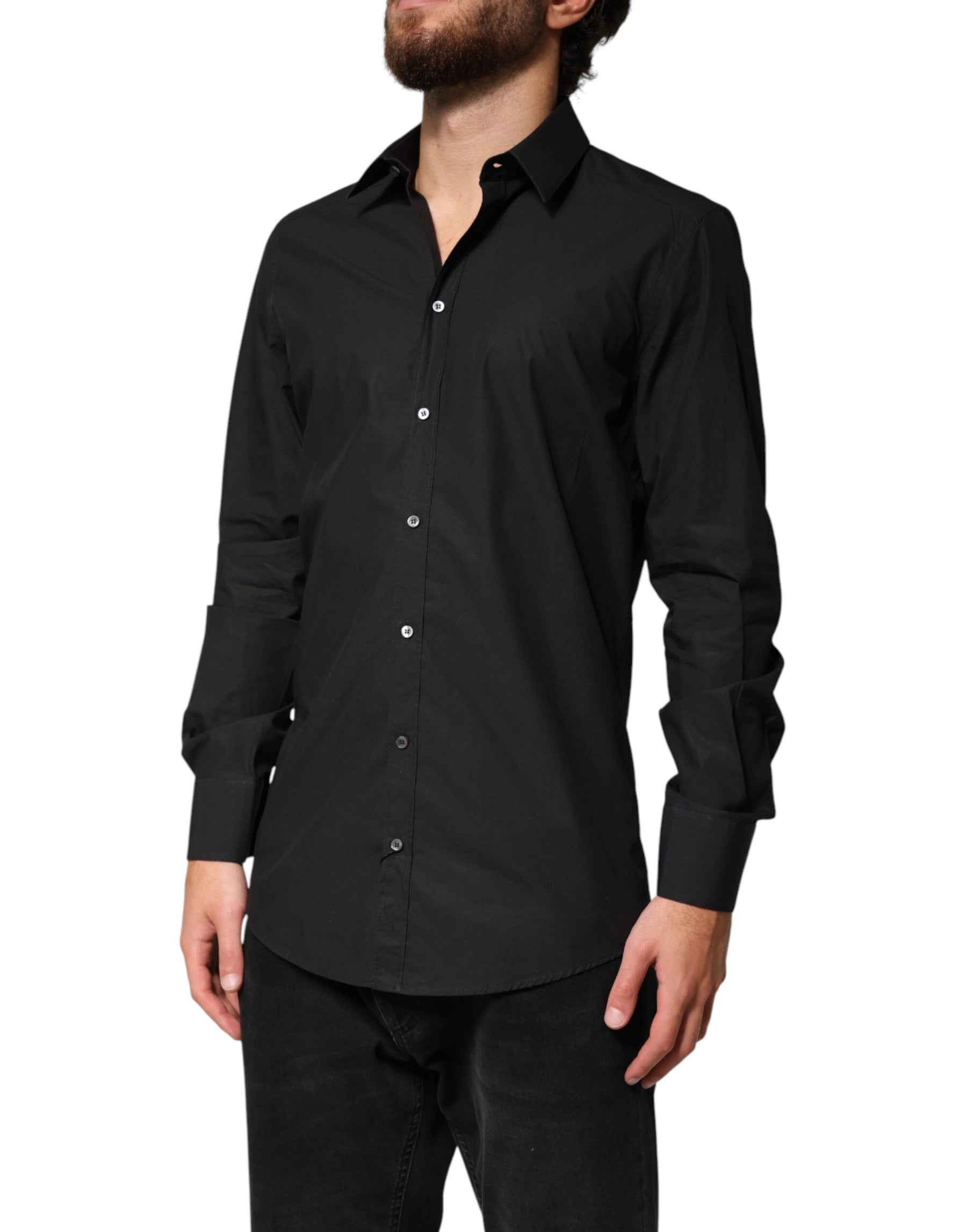 Dolce & Gabbana Black GOLD Cotton Men Dress Formal Shirt | Regal Royce