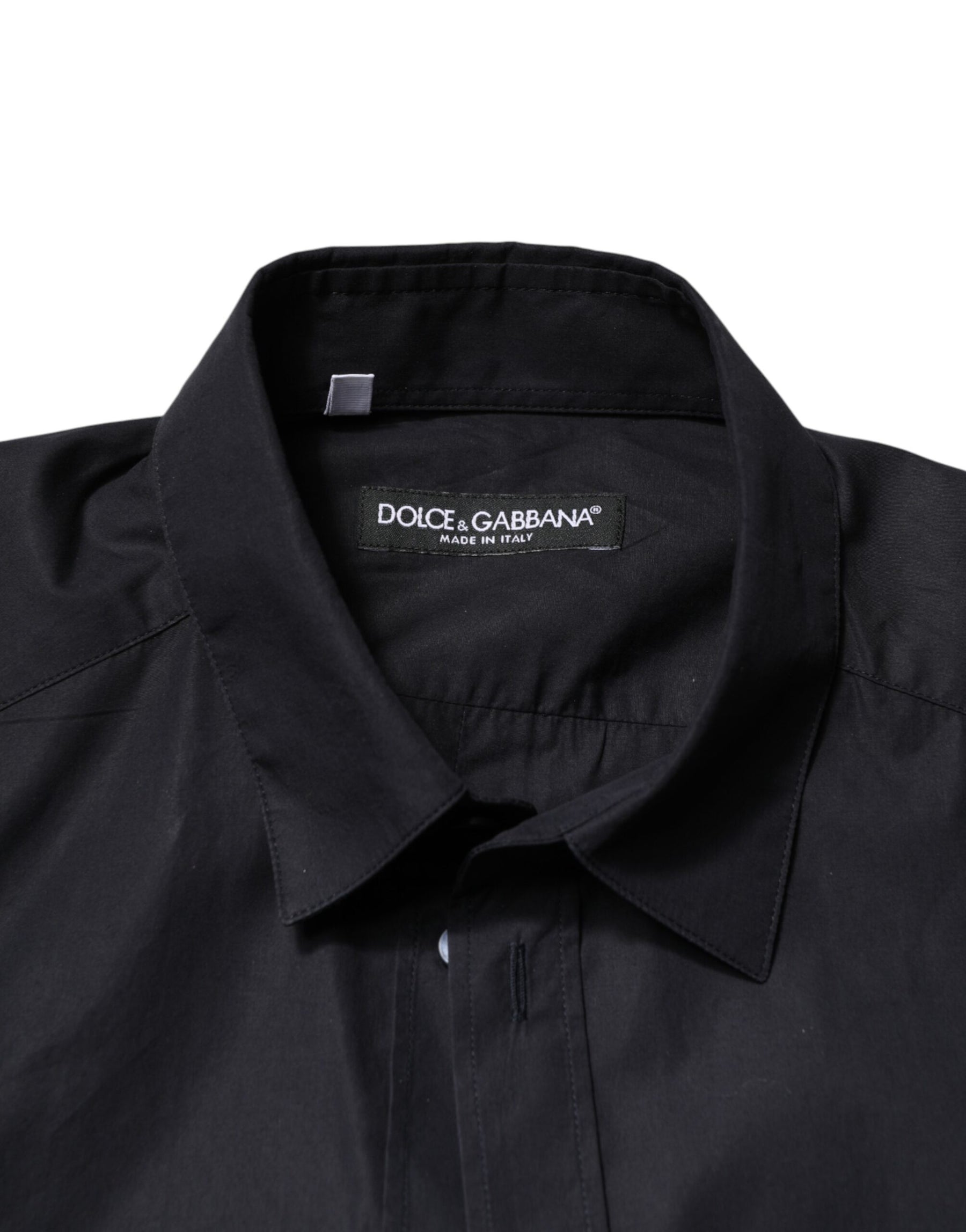 Dolce & Gabbana Black Cotton Long Sleeves Dress Formal Shirt | Regal Royce