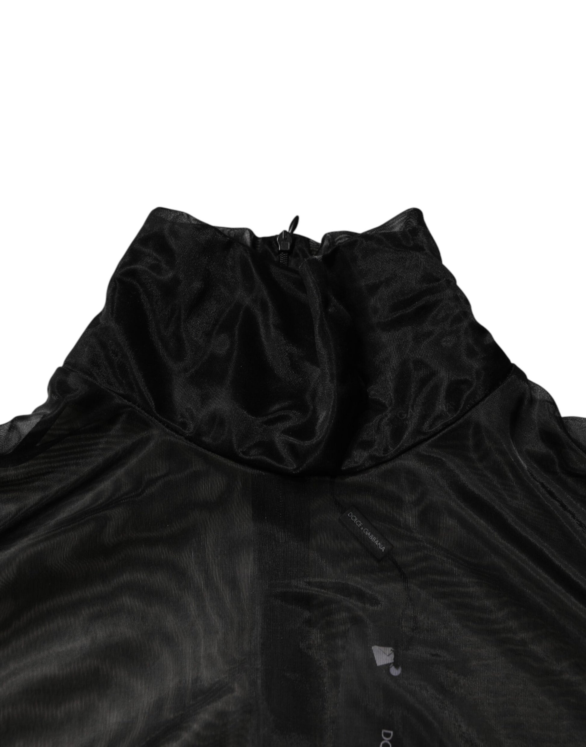Dolce & Gabbana Black Sheer Long Sleeves Turtleneck Top | Regal Royce