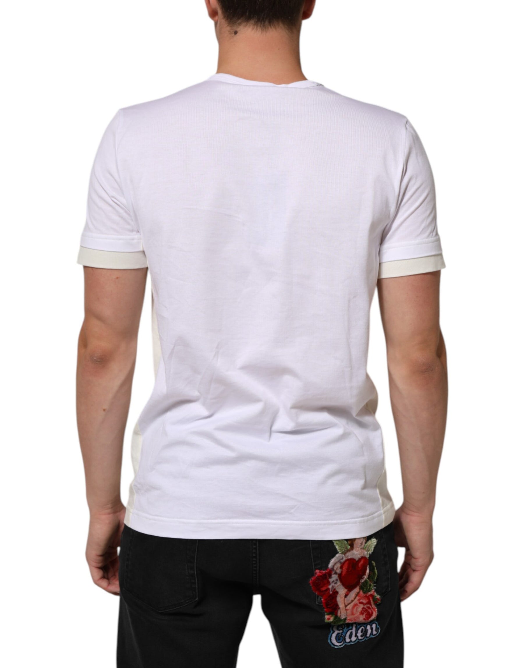 Dolce & Gabbana White Cotton Pocket Short Sleeves T-shirt | Regal Royce