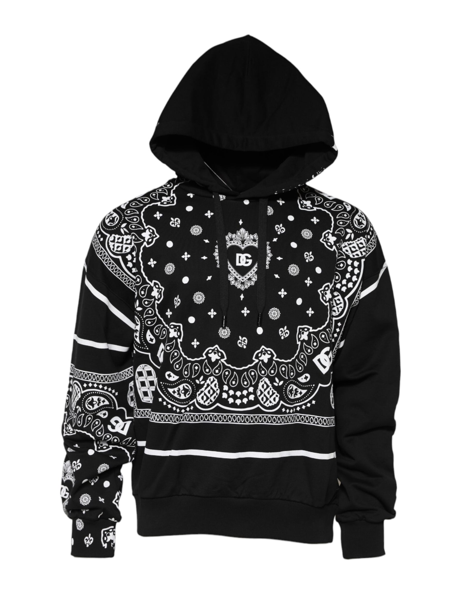 Dolce & Gabbana Black Bandana Hooded Men Sweatshirt Sweater | Regal Royce