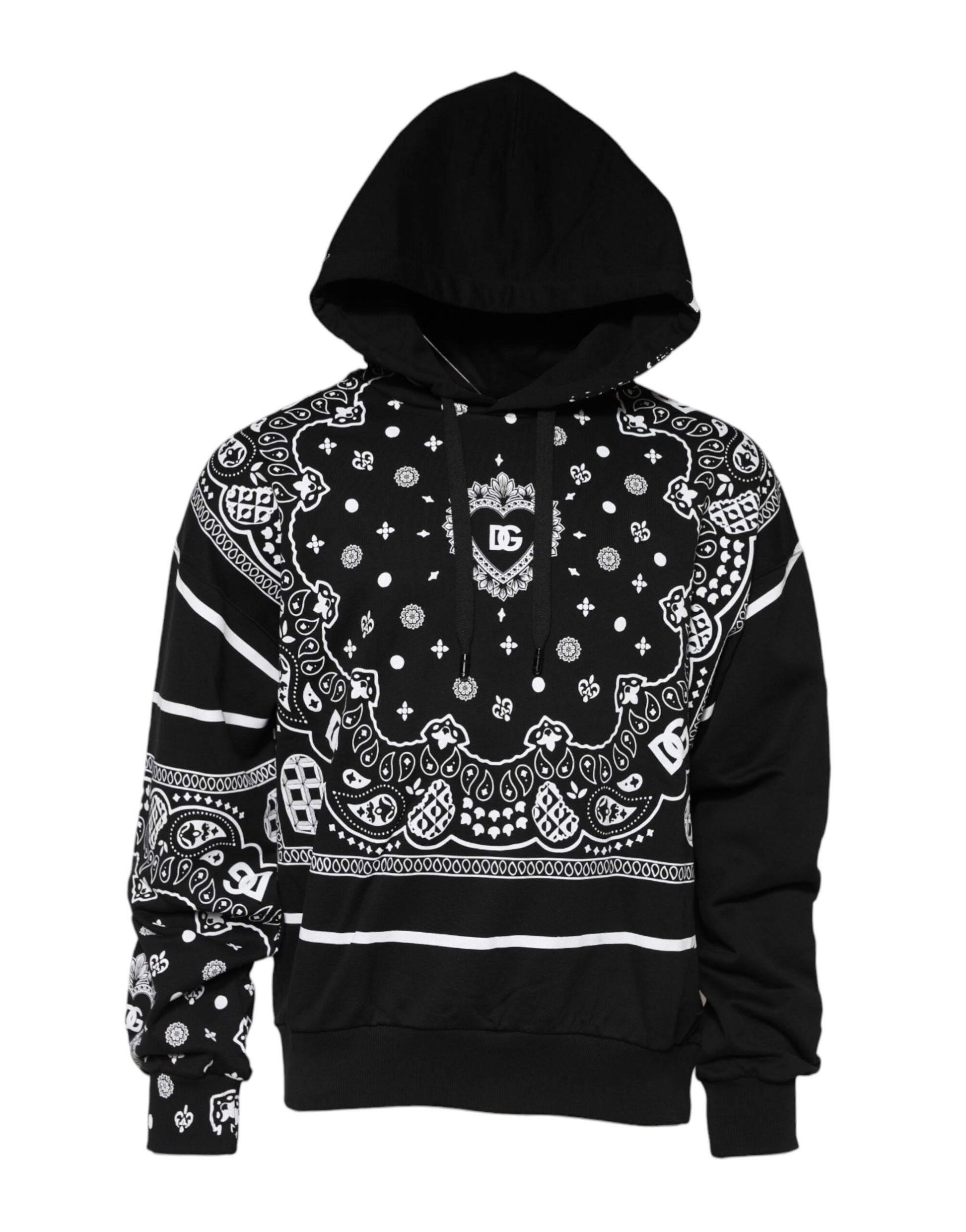 Dolce & Gabbana Black Bandana Hooded Men Sweatshirt Sweater | Regal Royce