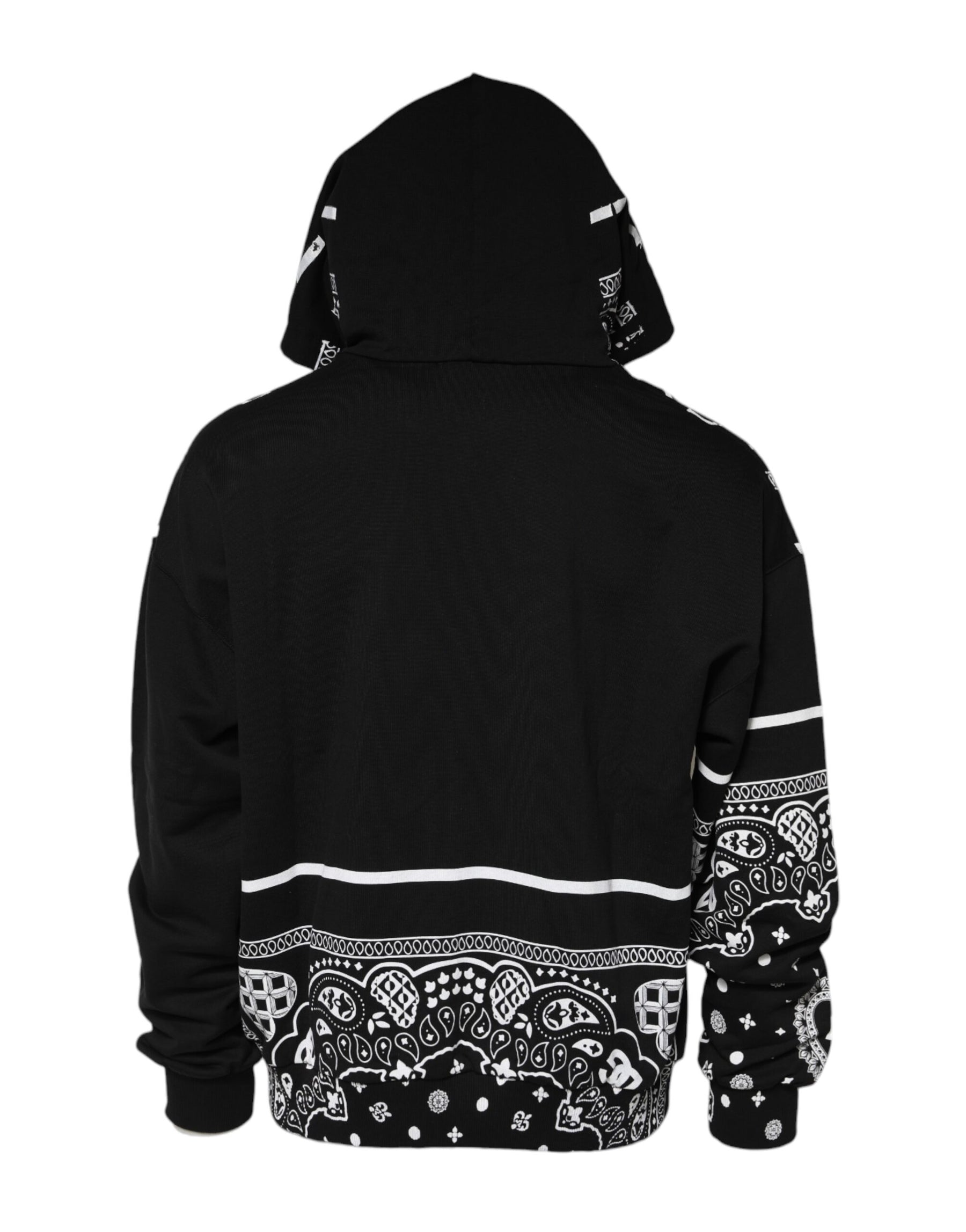 Dolce & Gabbana Black Bandana Hooded Men Sweatshirt Sweater | Regal Royce