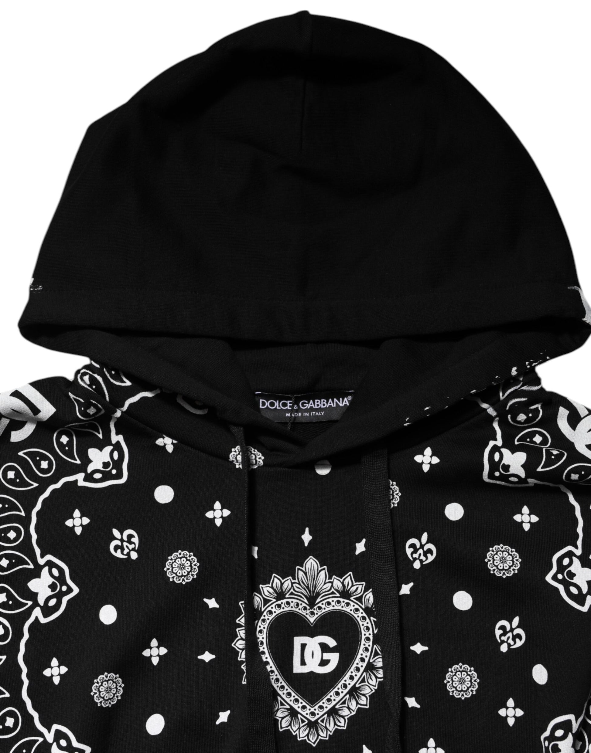 Dolce & Gabbana Black Bandana Hooded Men Sweatshirt Sweater | Regal Royce