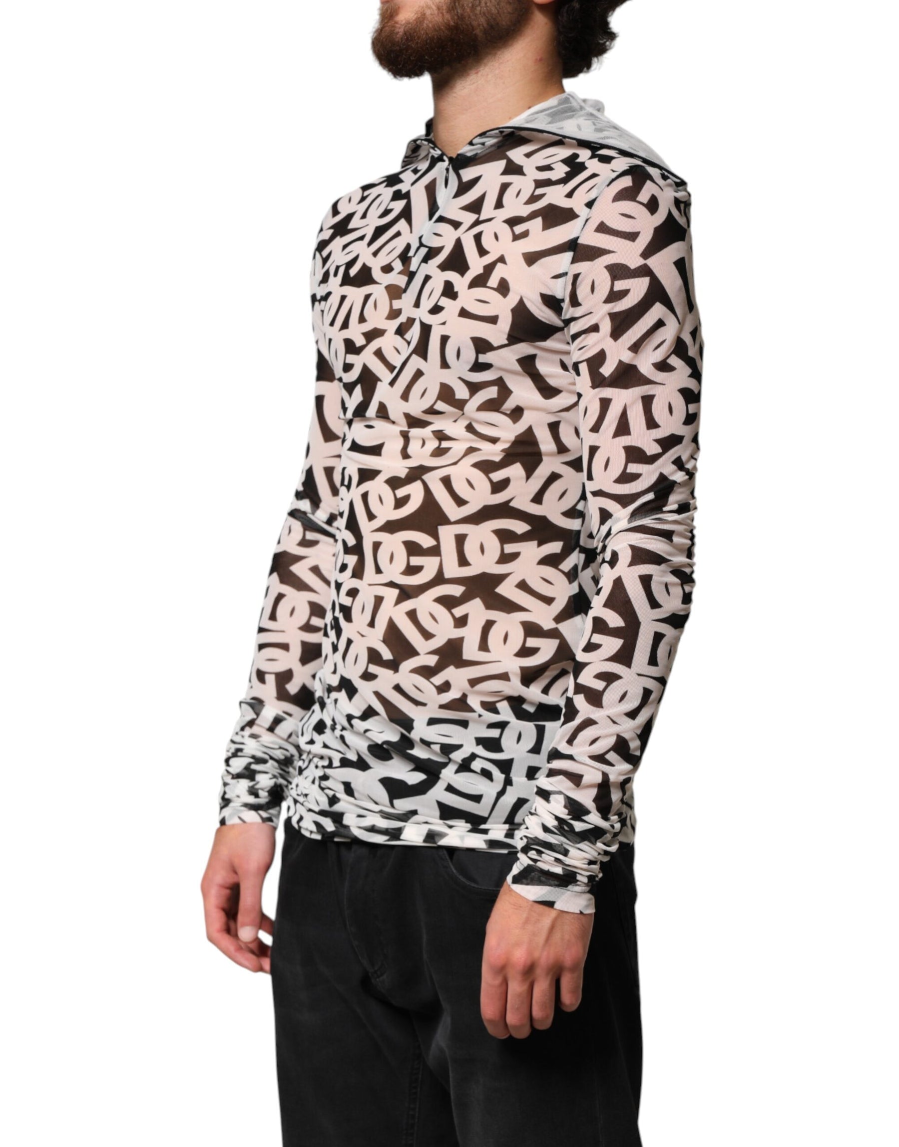 Dolce & Gabbana White DG Logo Long Sleeves Turtleneck Top | Regal Royce