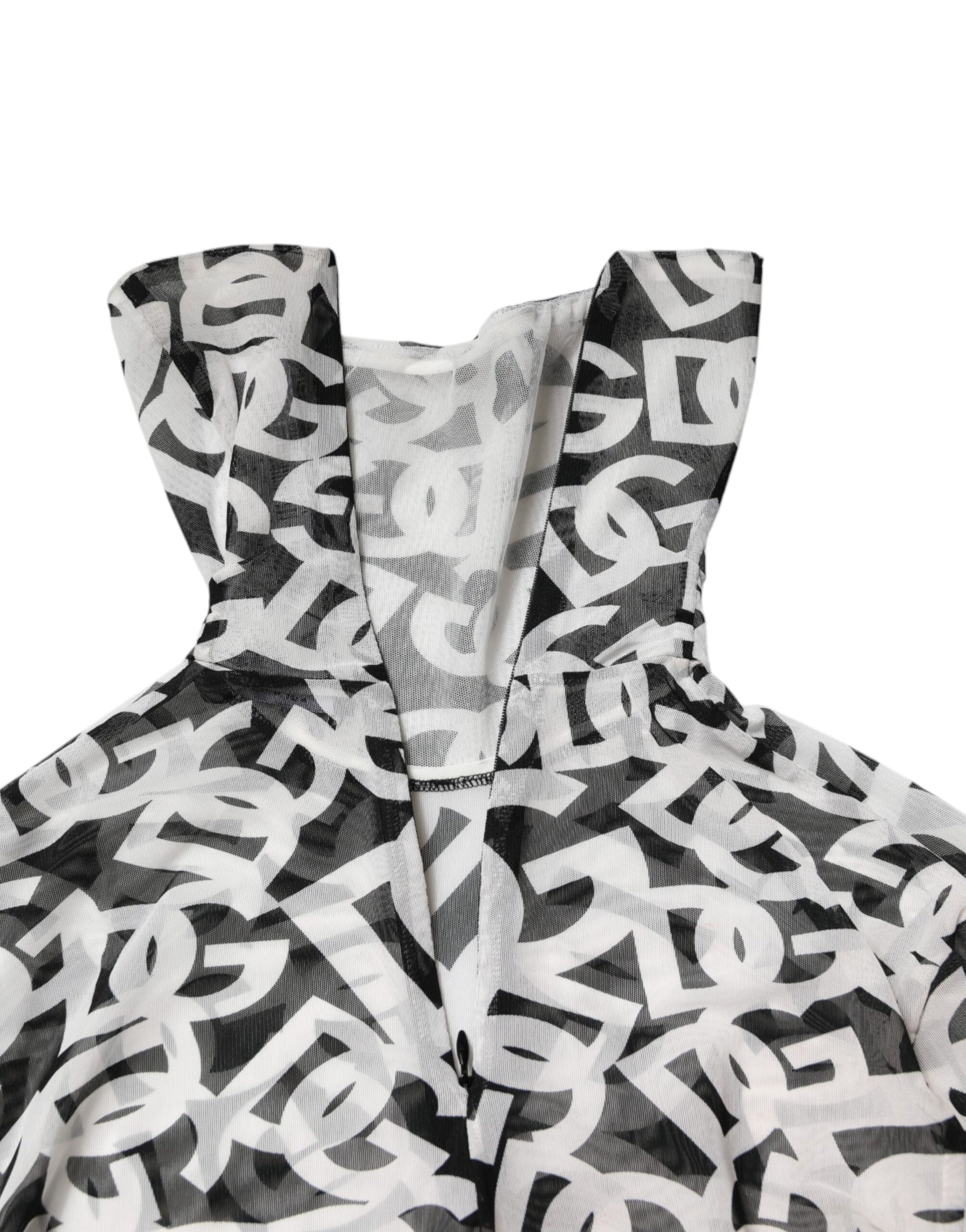 Dolce & Gabbana White DG Logo Long Sleeves Turtleneck Top | Regal Royce