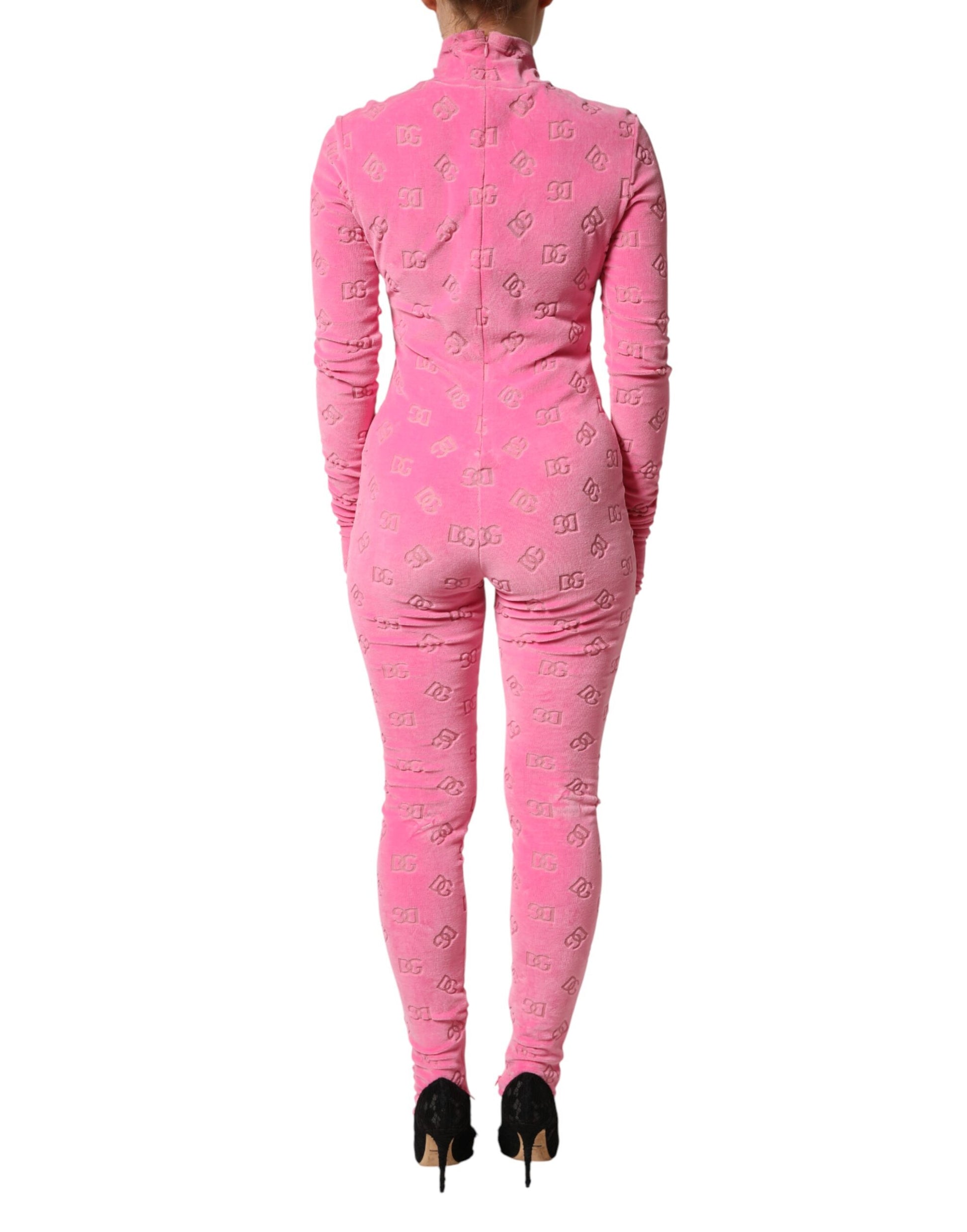 Dolce & Gabbana Pink Logo Monogram Long Sleeve Jumpsuit  Dress | Regal Royce