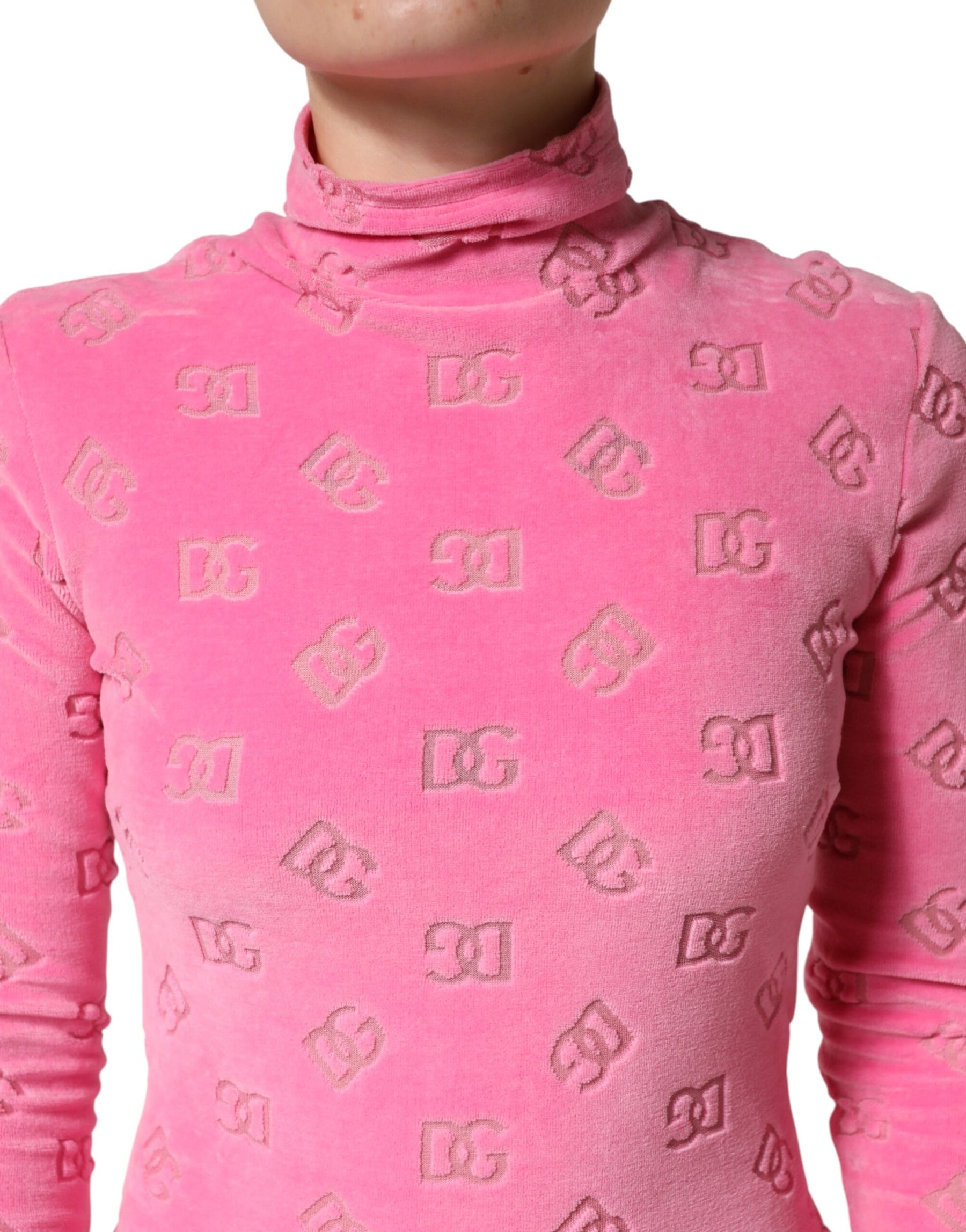 Dolce & Gabbana Pink Logo Monogram Long Sleeve Jumpsuit  Dress | Regal Royce