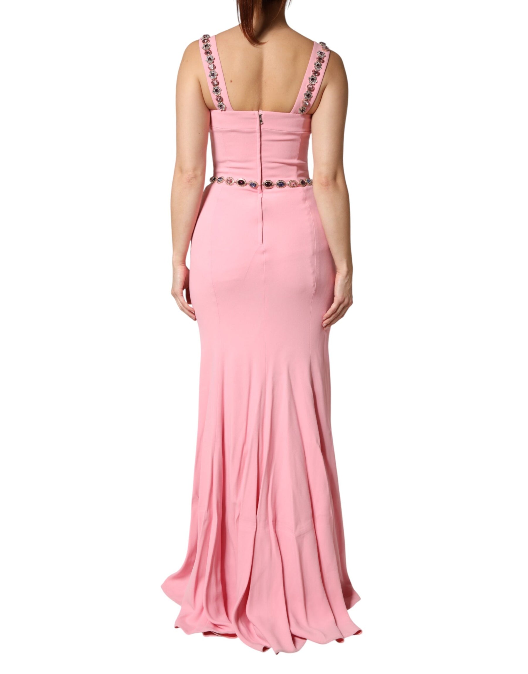 Dolce & Gabbana Pink Crystal Sheath Mermaid Long Gown Dress | Regal Royce