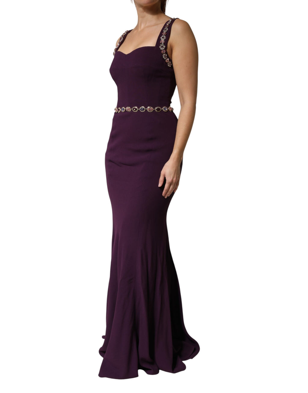 Dolce & Gabbana Violet Embellished Sheath Mermaid Gown Dress