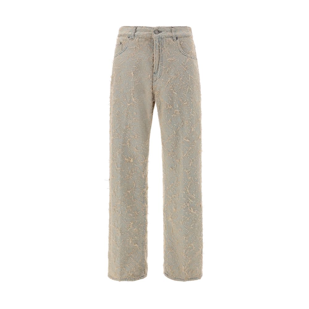 Haikure Light Blue Cotton Straight-Leg Jeans | Regal Royce