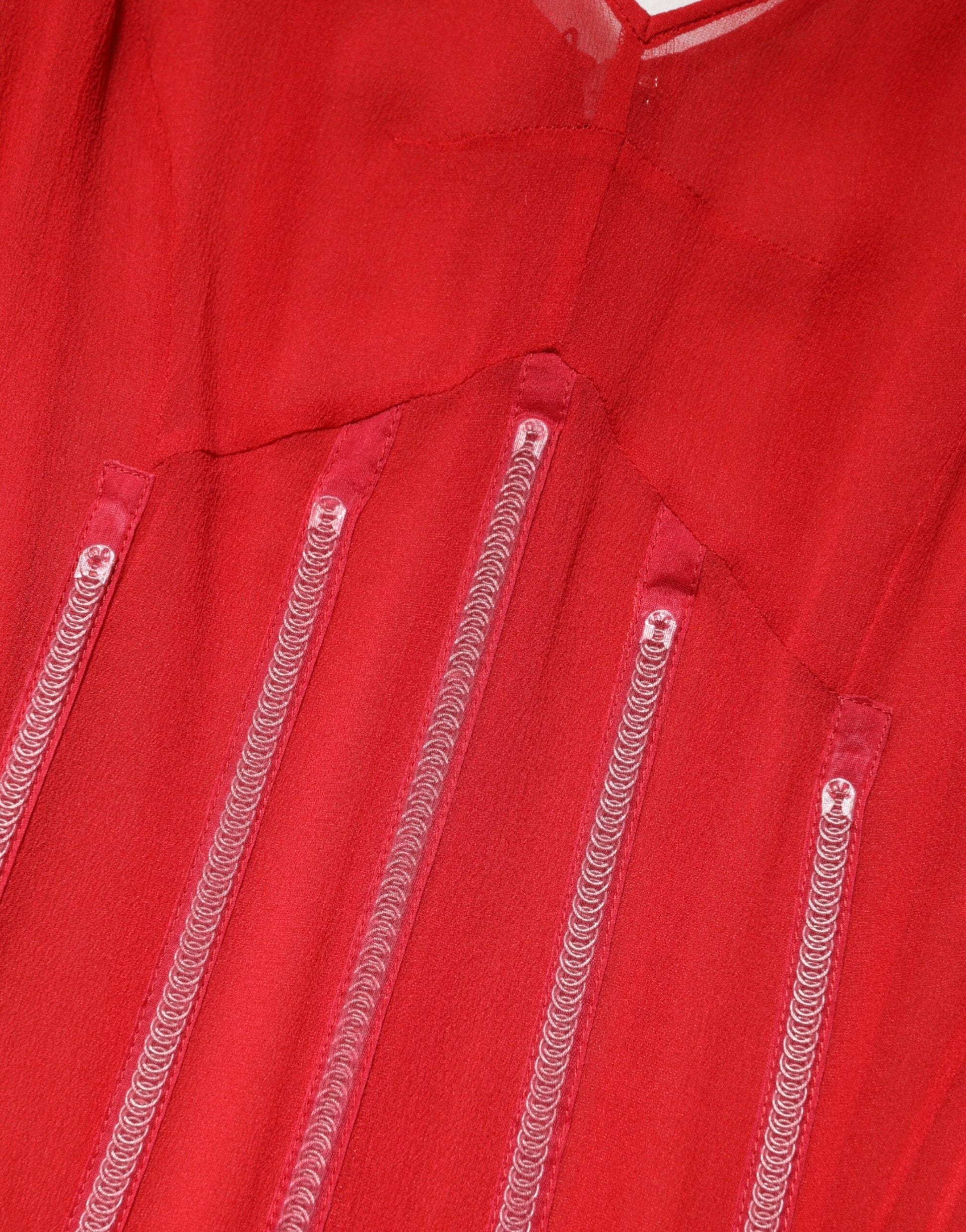 Dolce & Gabbana Red Silk Sleeveless Sheath V-neck Midi Dress | Regal Royce