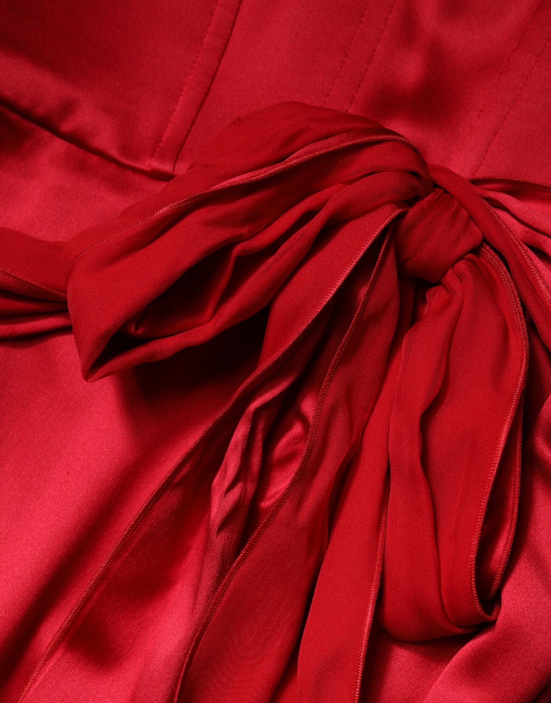 Dolce & Gabbana Red Silk Strapless Sheath Long Gown Dress | Regal Royce