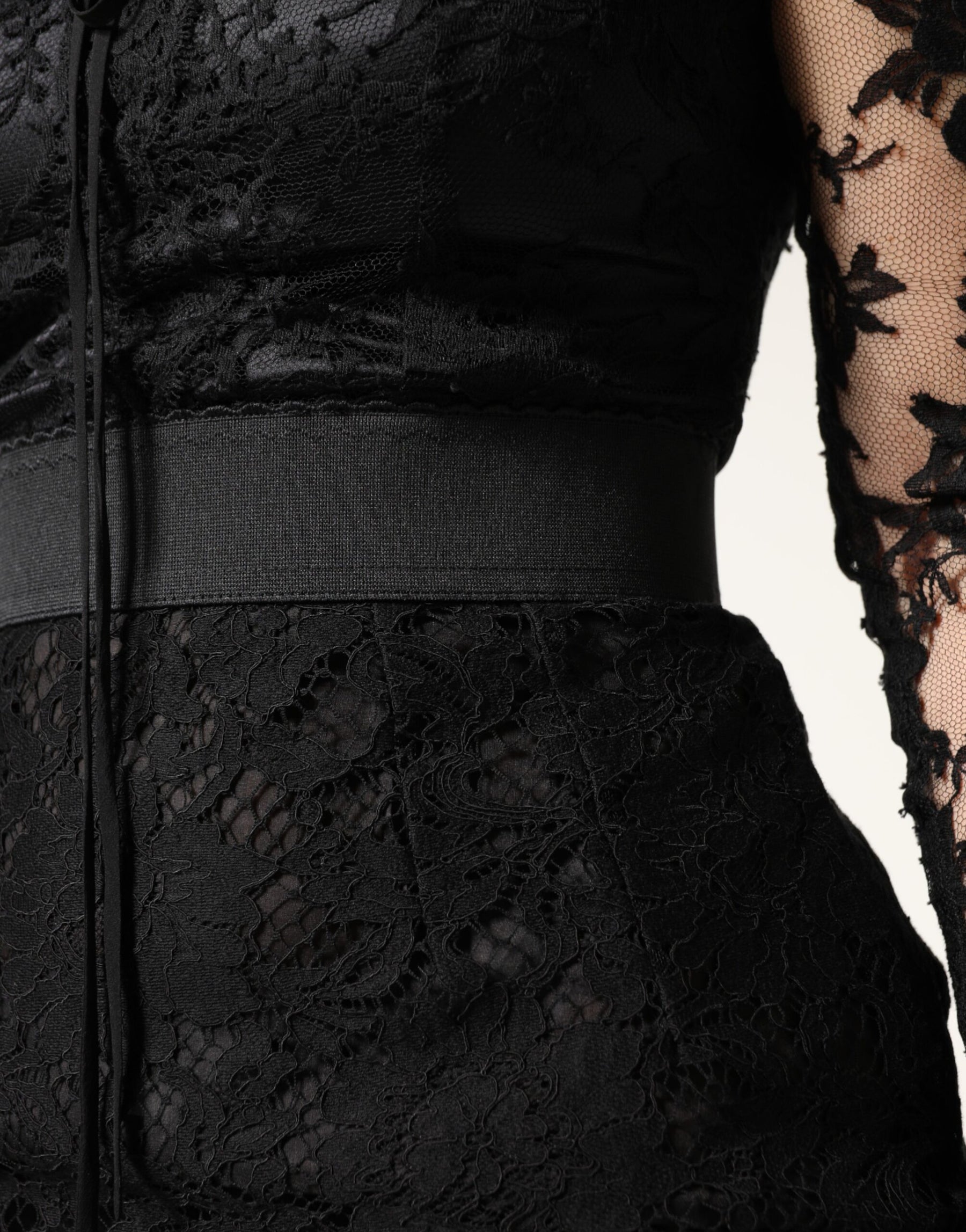 Dolce & Gabbana Black Lace Trim Cotton Sheath Midi Dress | Regal Royce