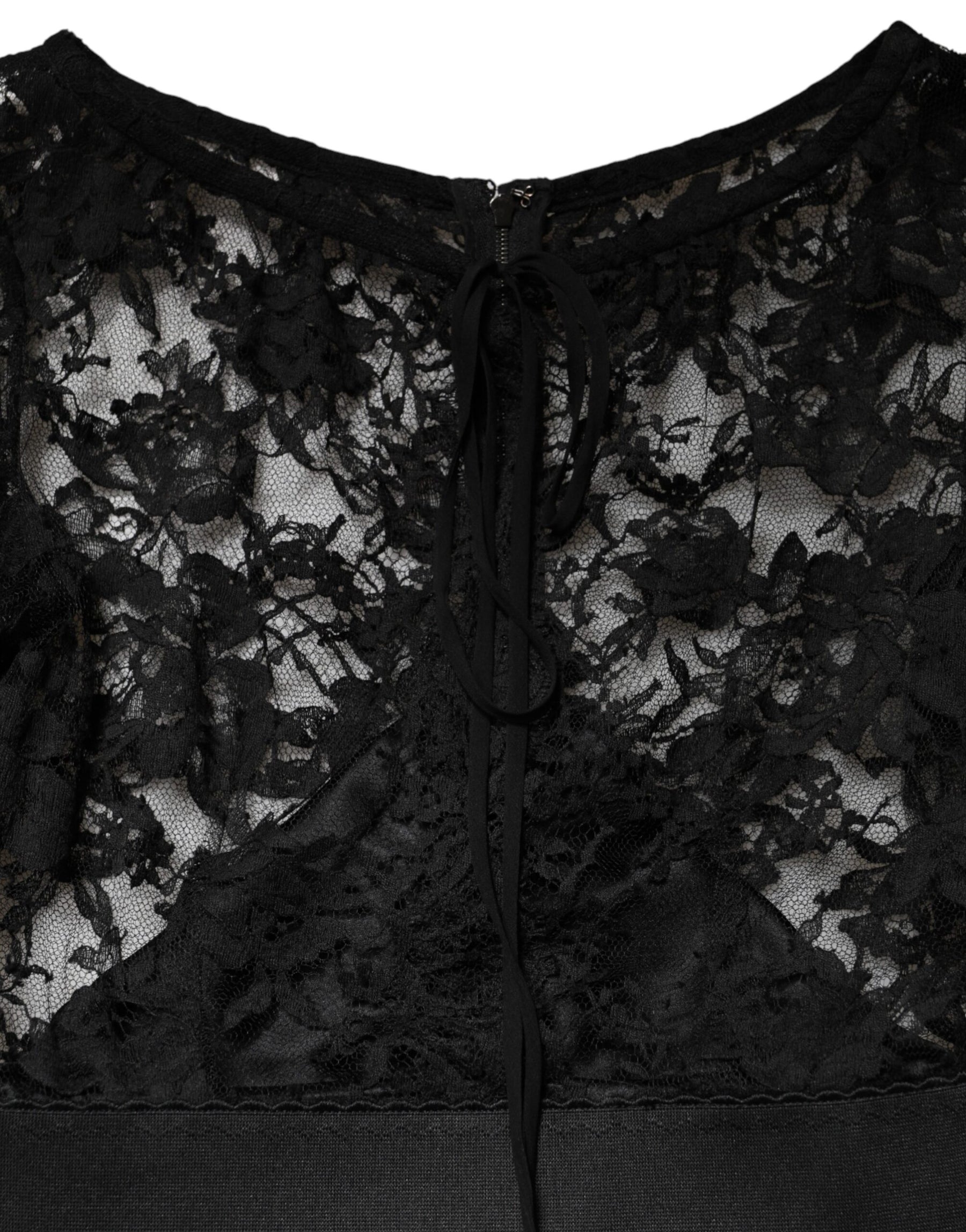 Dolce & Gabbana Black Lace Trim Cotton Sheath Midi Dress | Regal Royce