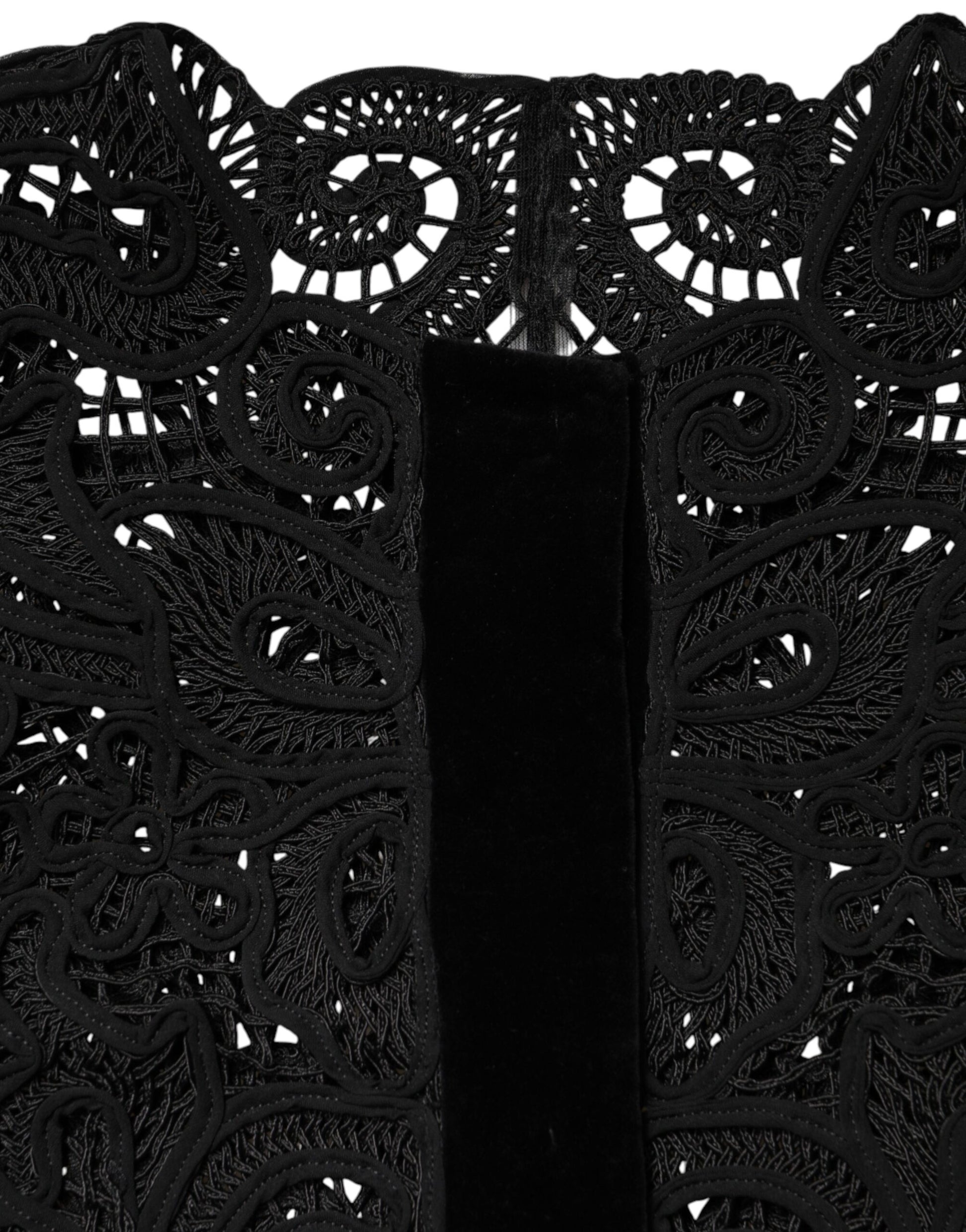 Dolce & Gabbana Black Floral Lace Cropped Coat  Jacket | Regal Royce