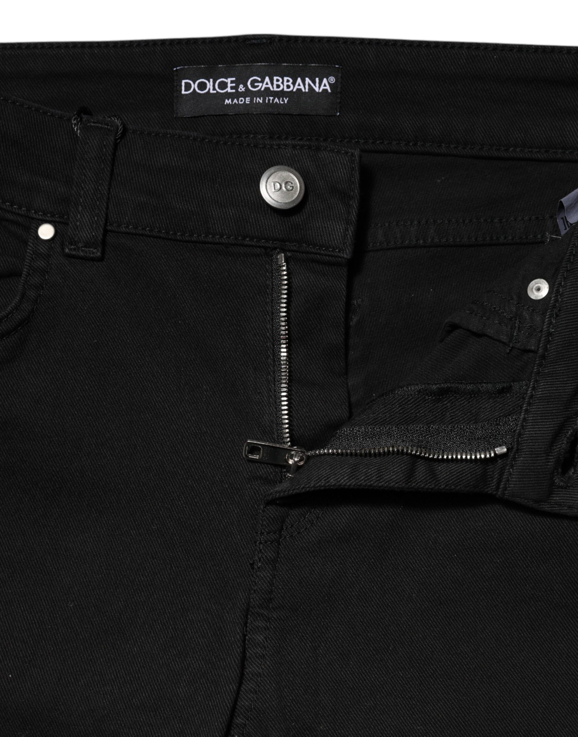 Dolce & Gabbana Black Cotton Skinny Denim Trouser Jeans | Regal Royce