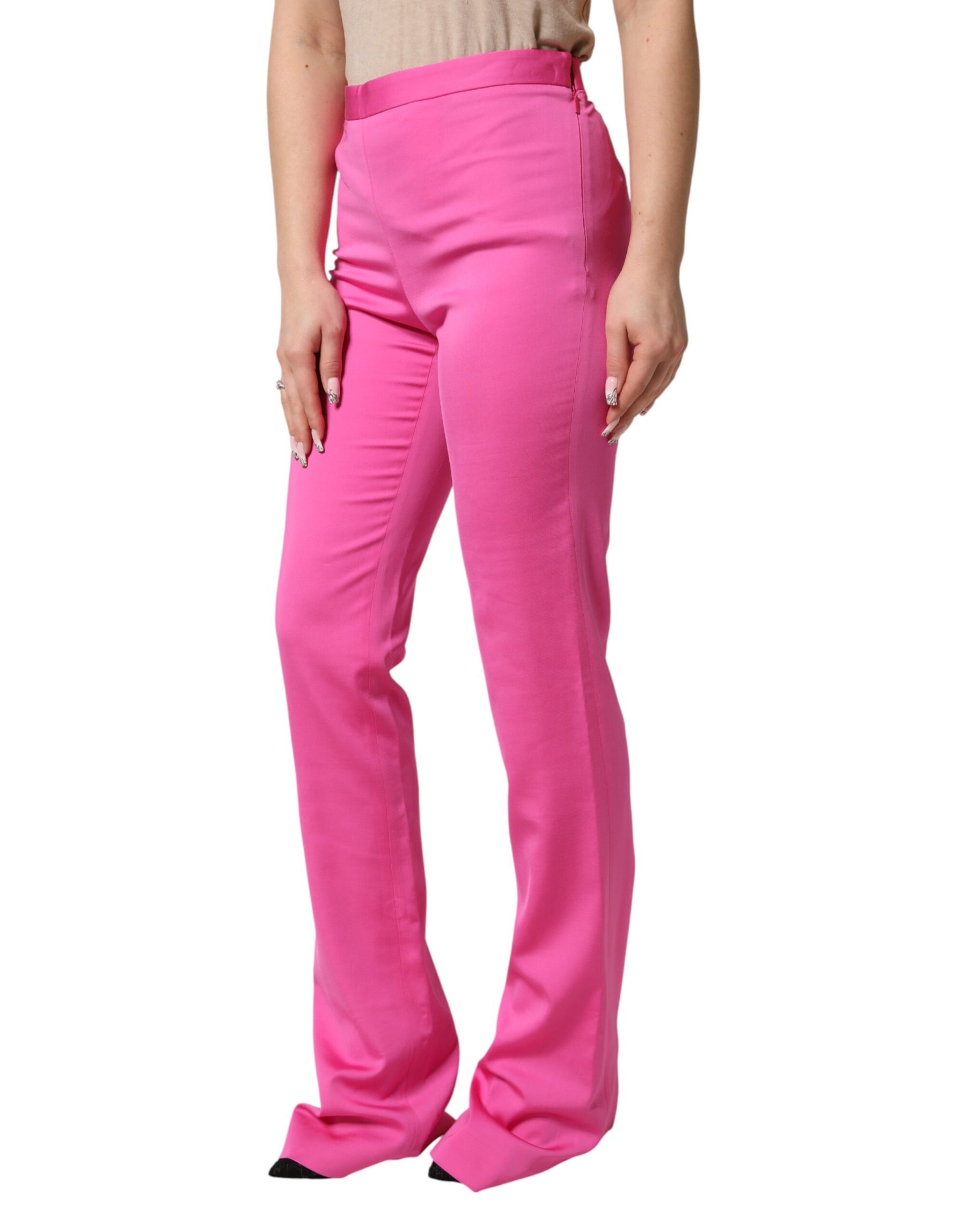 Versace Pink Viscose High Waist Straight Casual Trouser Pants | Regal Royce