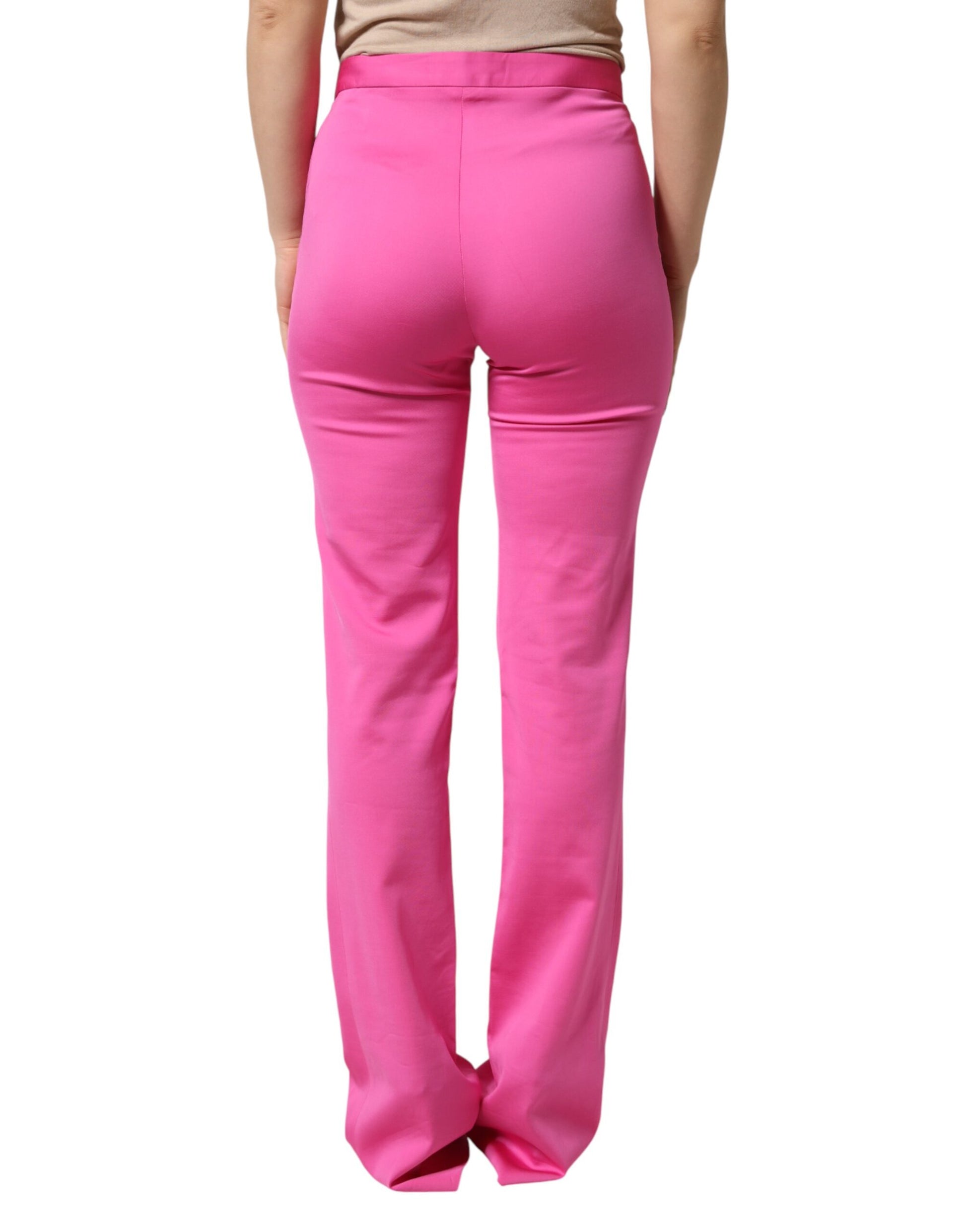 Versace Pink Viscose High Waist Straight Casual Trouser Pants | Regal Royce
